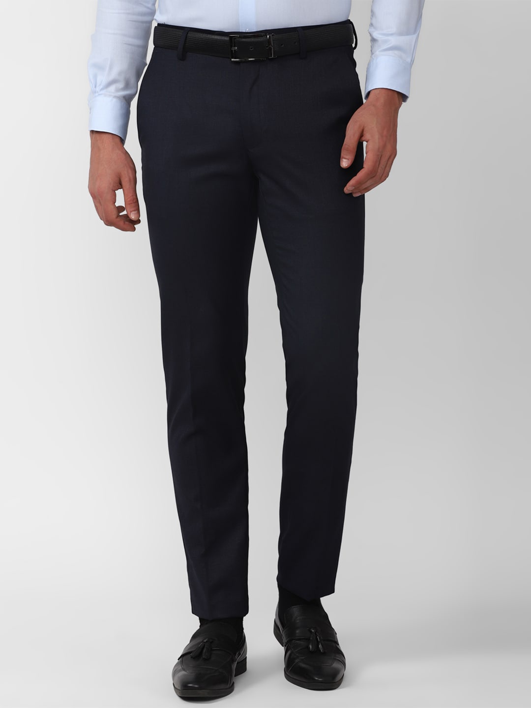 

Peter England Elite Men Mid-Rise Slim Fit Formal Trousers, Navy blue