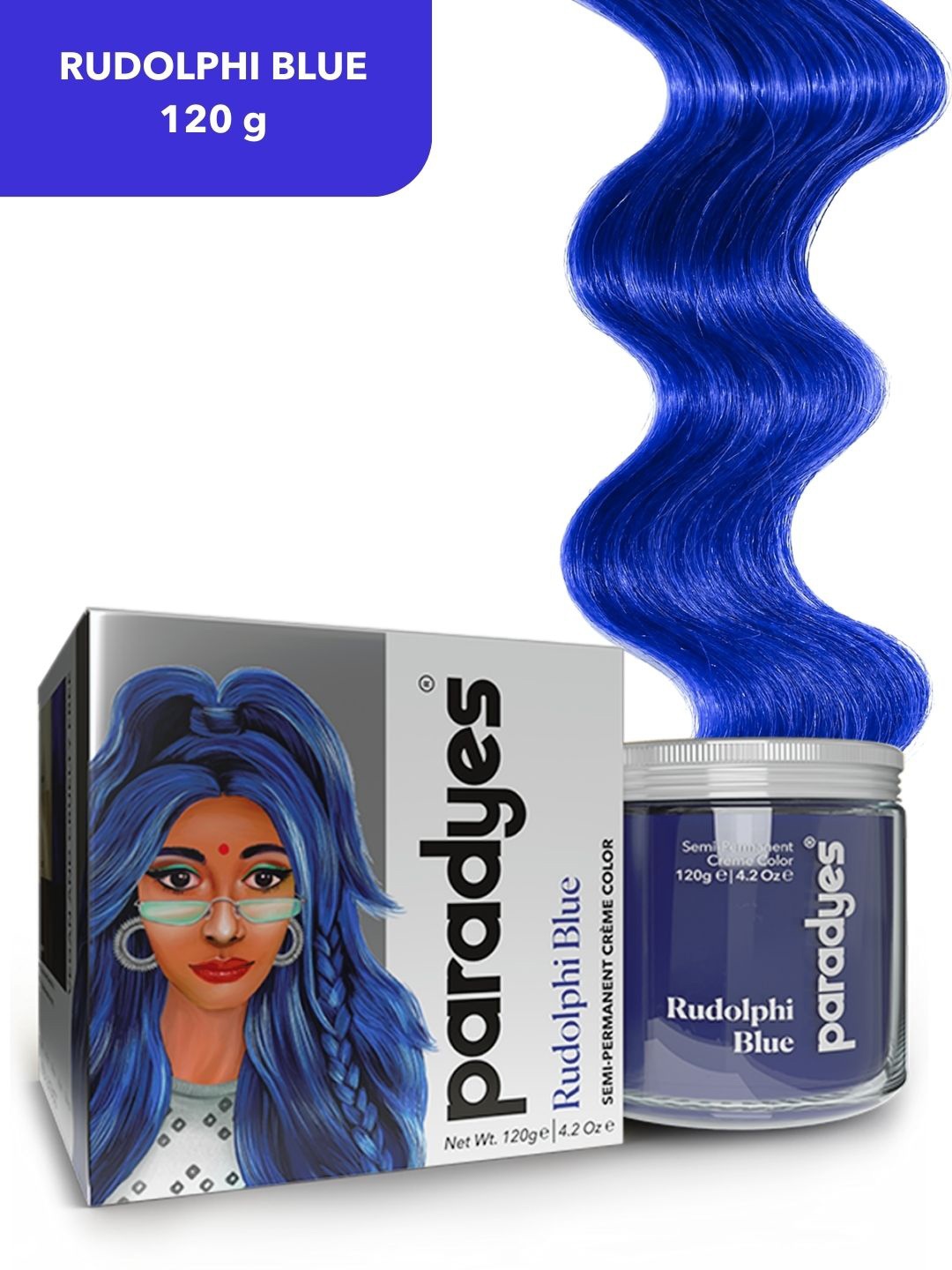 

Paradyes Ammonia Free Semi-Permanent Creme Hair Color 120 g - Rudolphi Blue