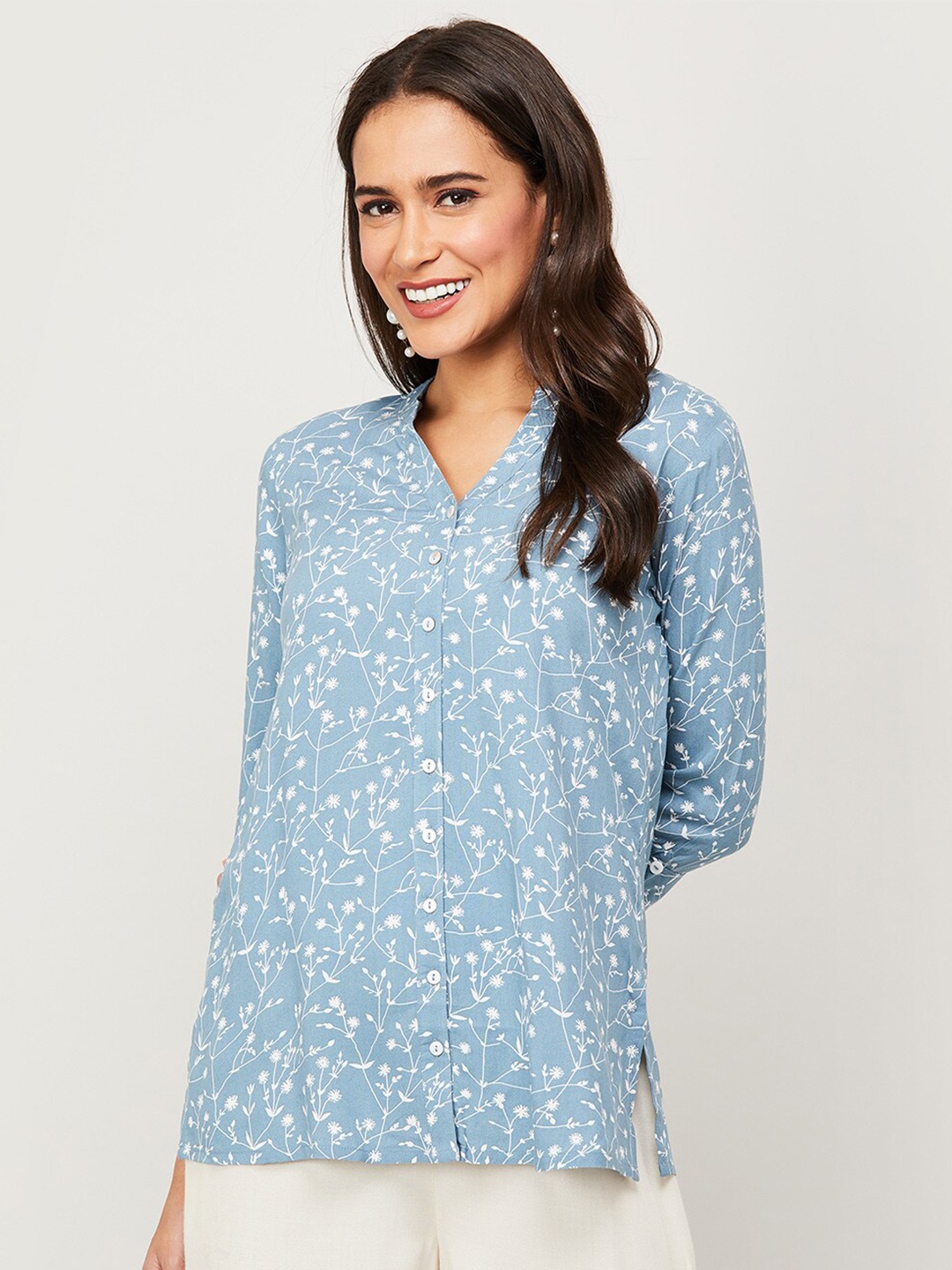 

Melange by Lifestyle Floral Printed Kurti, Blue