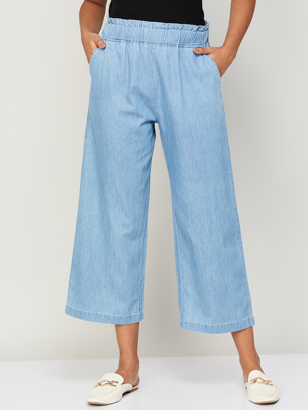 

Colour Me by Melange Women Loose Fit Pure Cotton Culottes, Blue