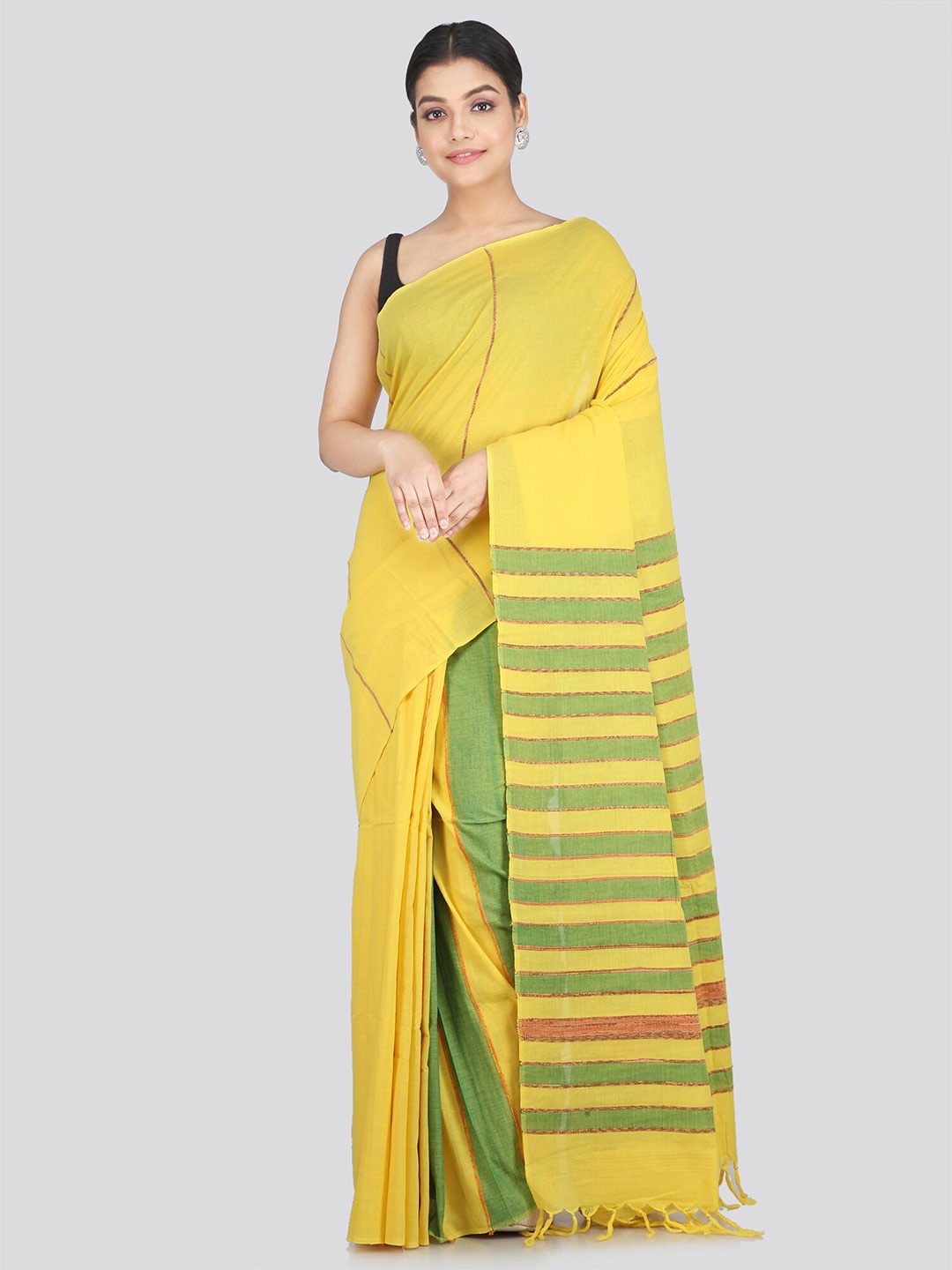 

PinkLoom Woven Design Pure Cotton Saree, Yellow