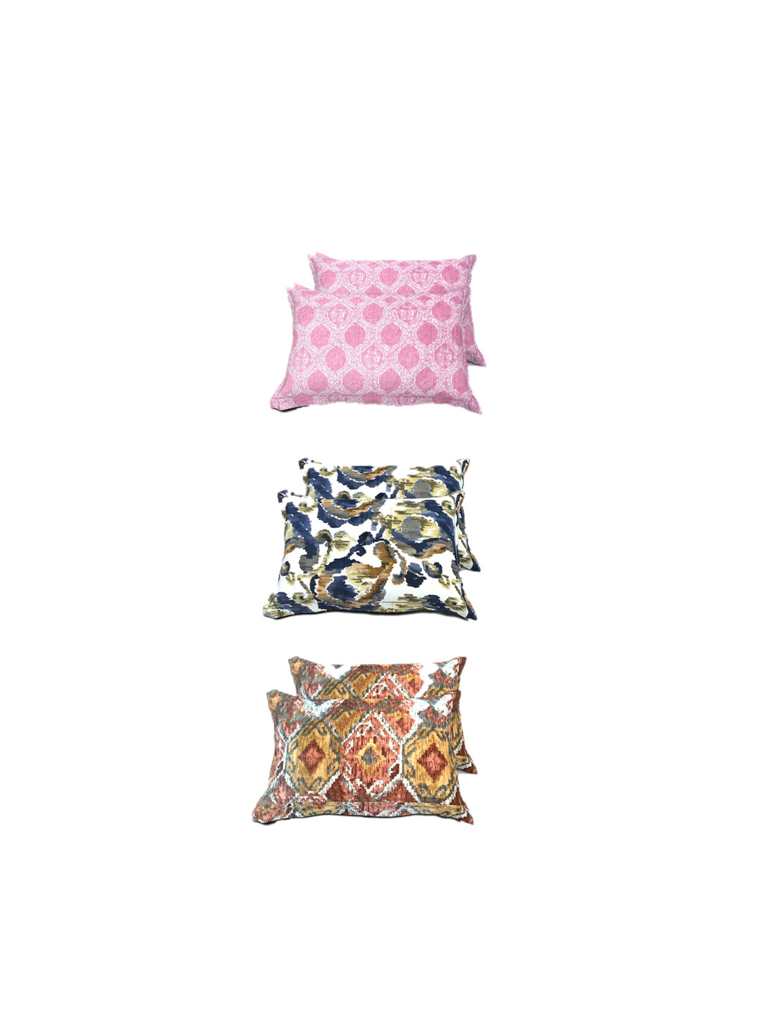 

THE WHITE MOSS EVA Pink & Blue 6 Pieces Printed Pure Cotton Pillow Covers