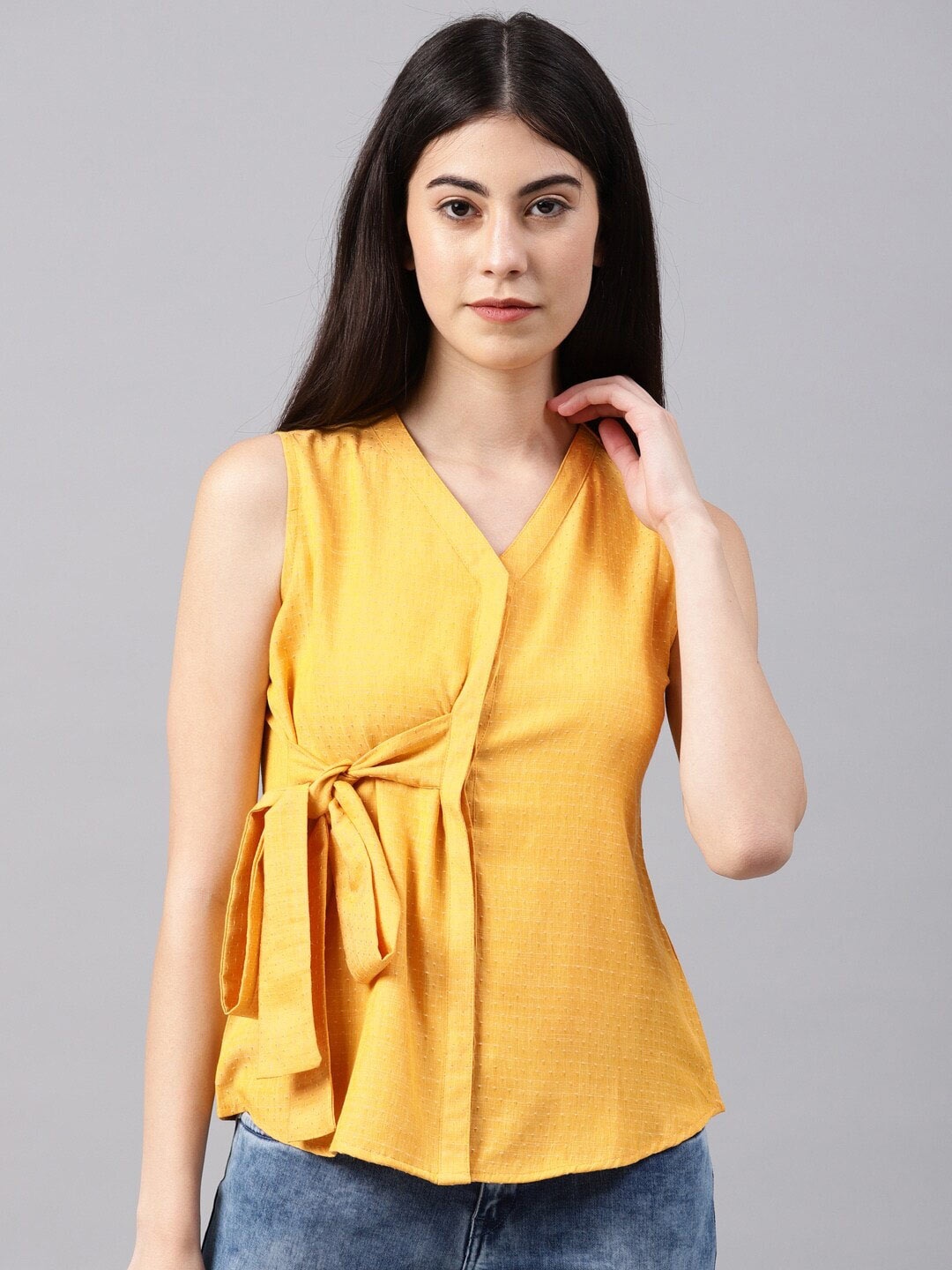 

Mast & Harbour Mustard Yellow Wrap Top