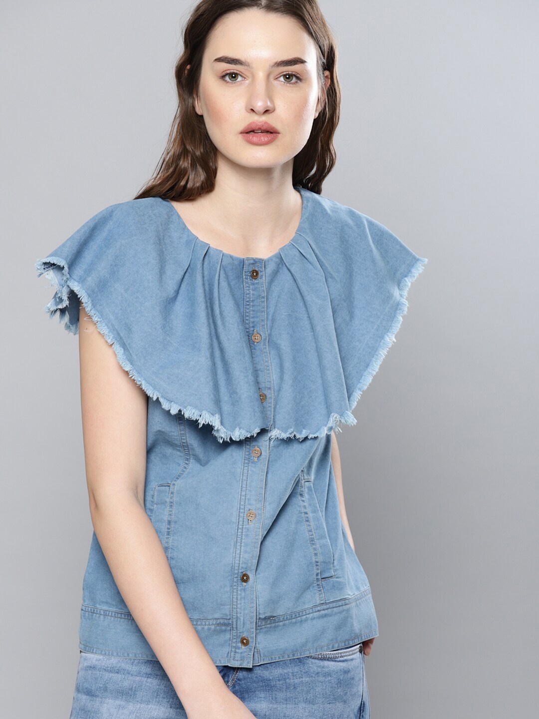 

Mast & Harbour Blue Denim Top