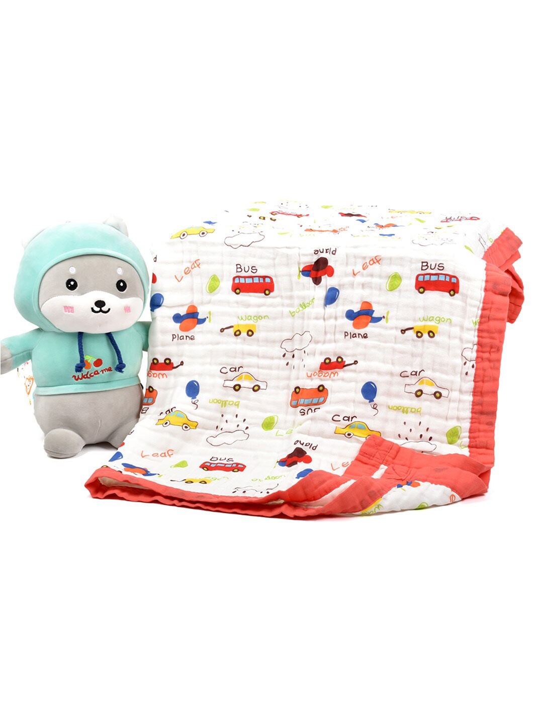 

Moms Home White & Red Summer Super Soft Absorbent 500 GSM Crib Blanket