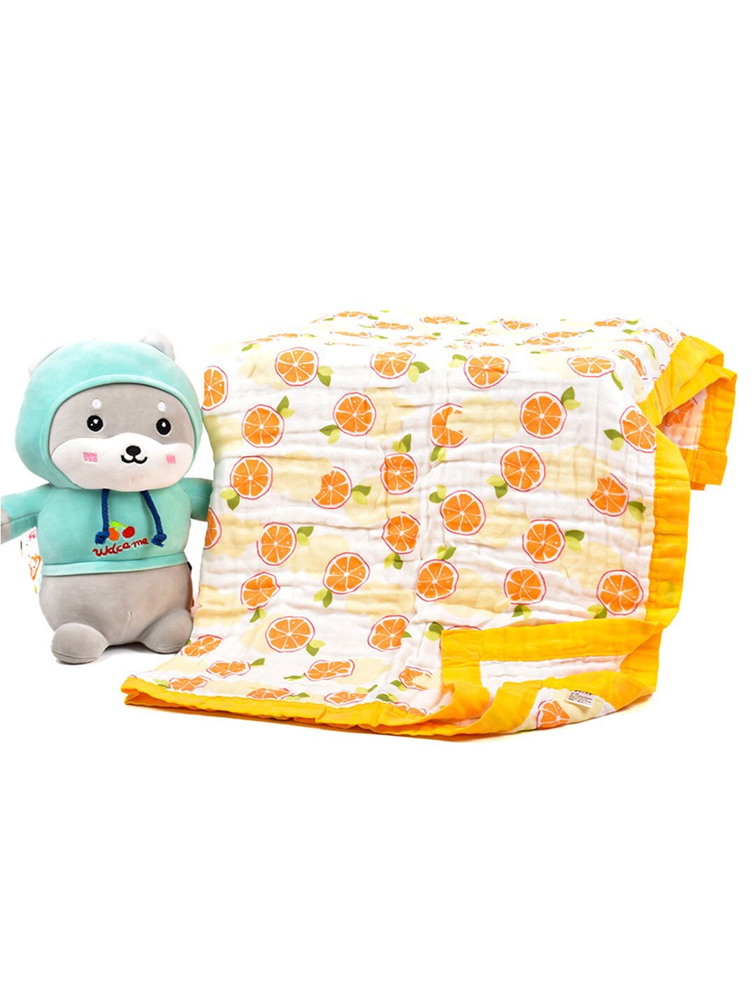 

Moms Home White & Orange Summer Super Soft Absorbent 500 GSM Crib Blanket