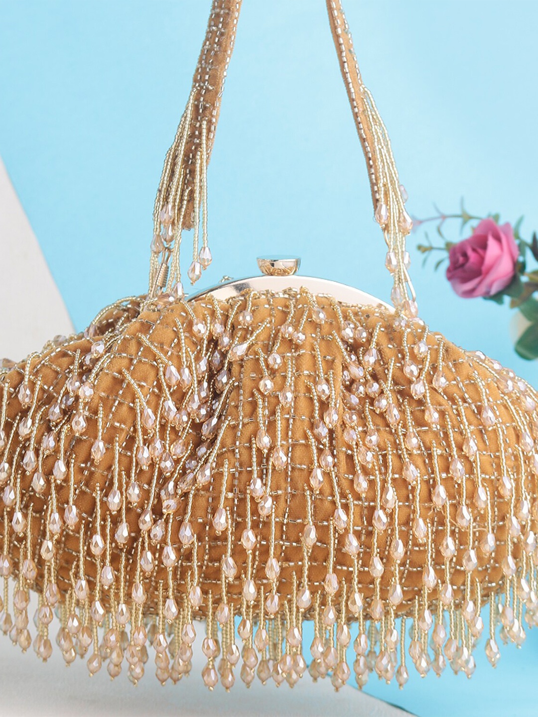 

Swisni Embellished Potli Clutch, Gold