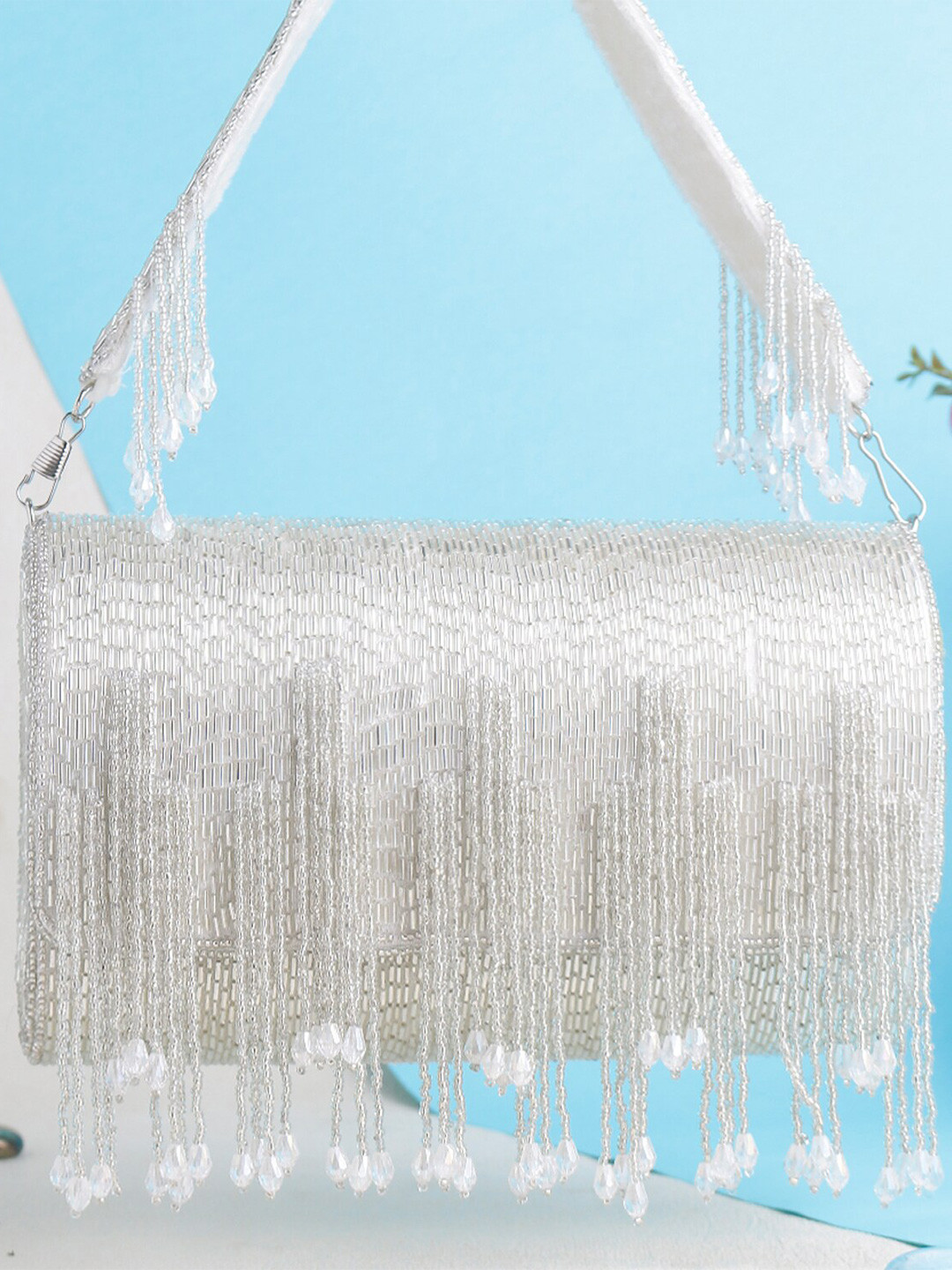 

Swisni Embellished Purse Clutch, Silver