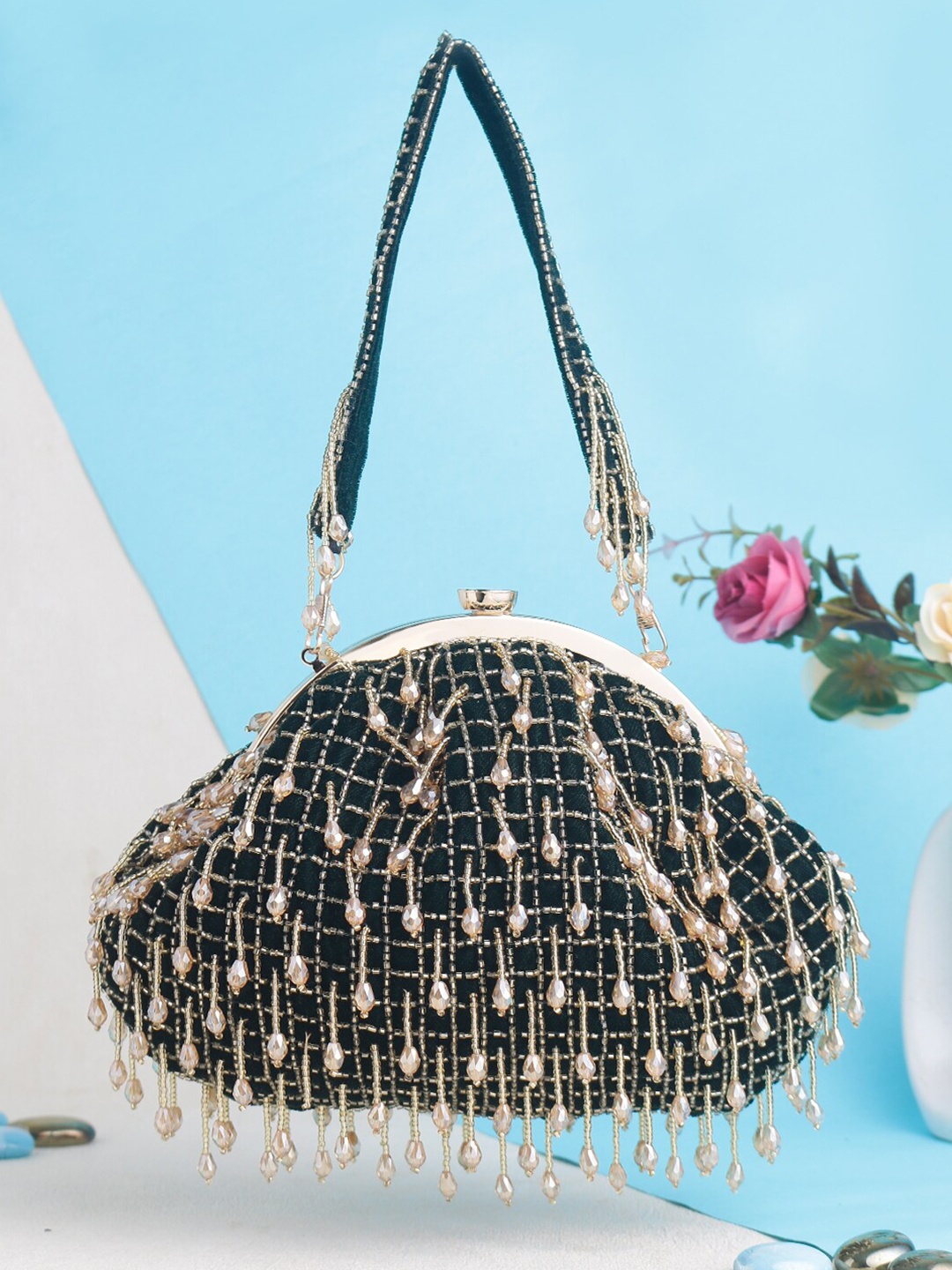 

Swisni Water Resistant Embellished Purse Clutch, Black