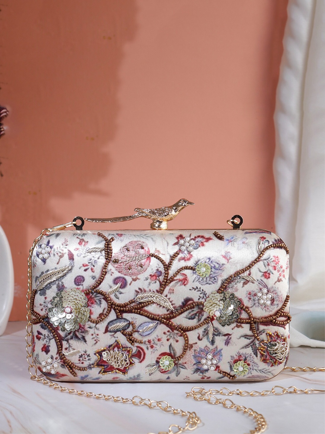 

Swisni Embellished Box Clutch, White