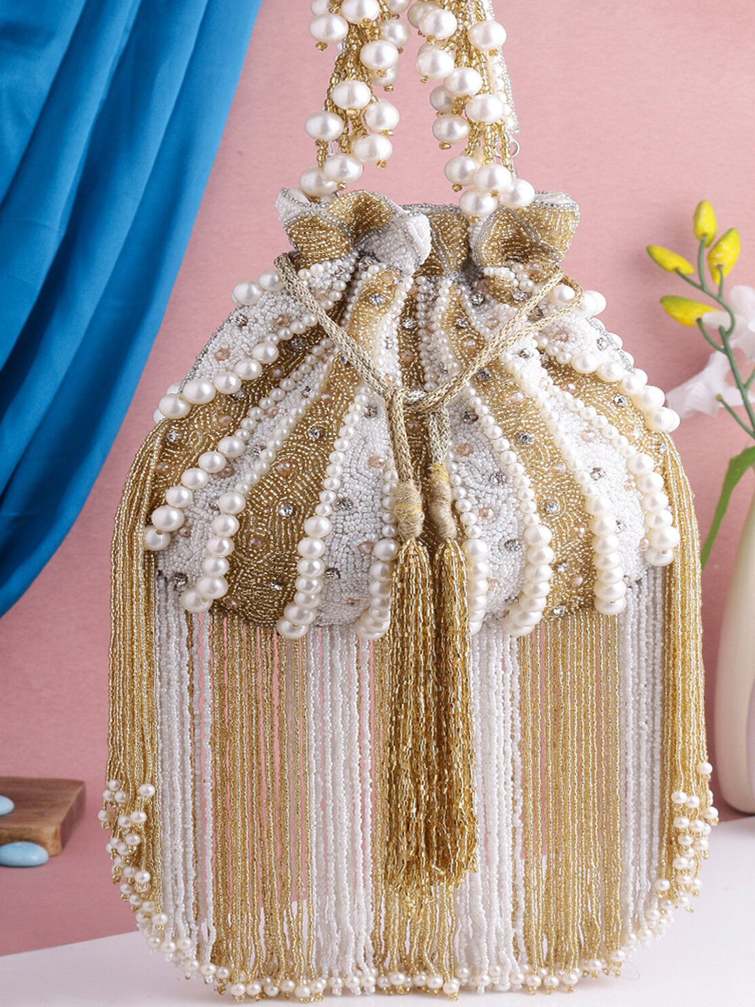 

Swisni Embellished Potli Clutch, Gold