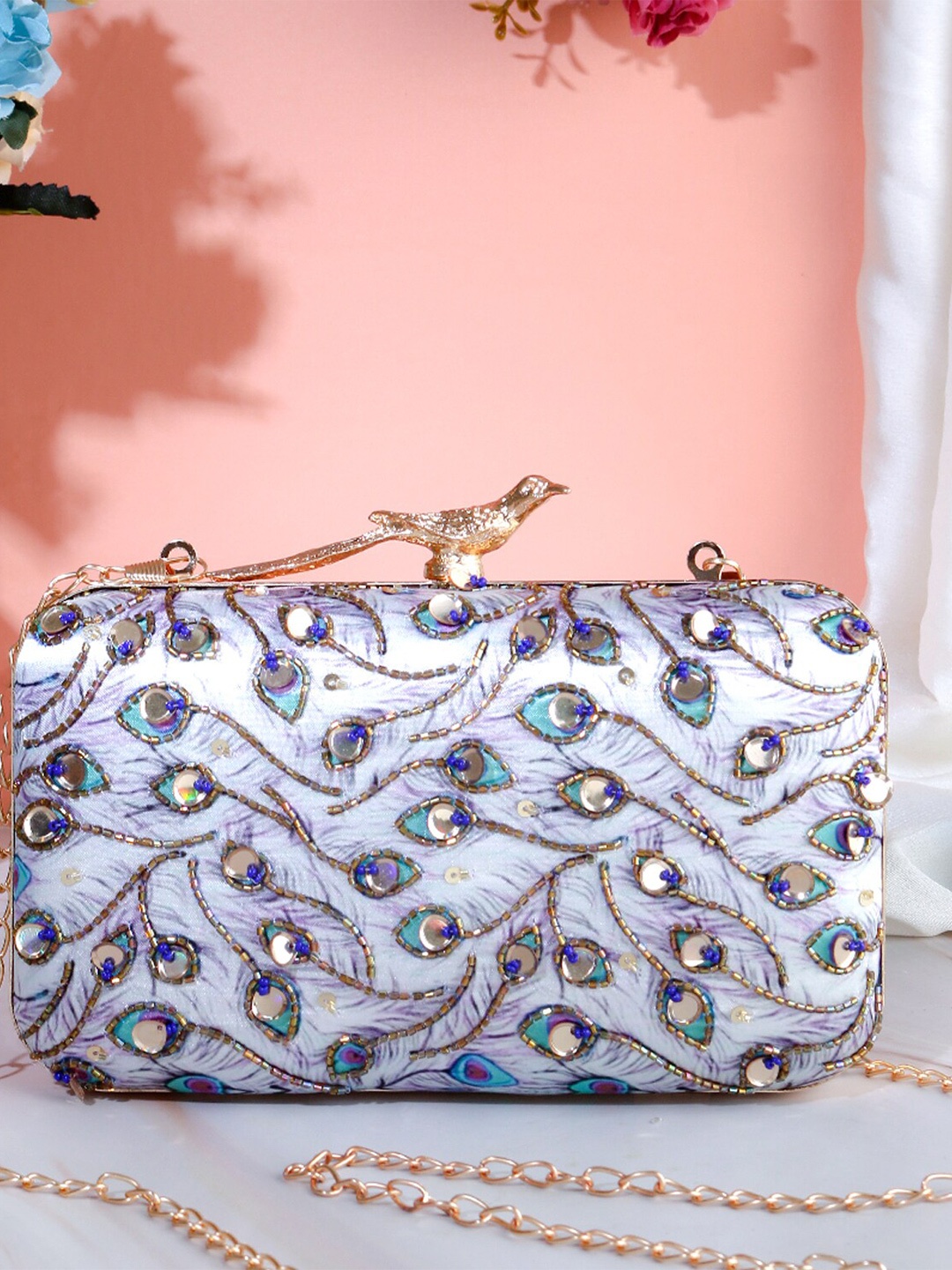 

Swisni Water Resistant Embellished Box Clutch, Grey