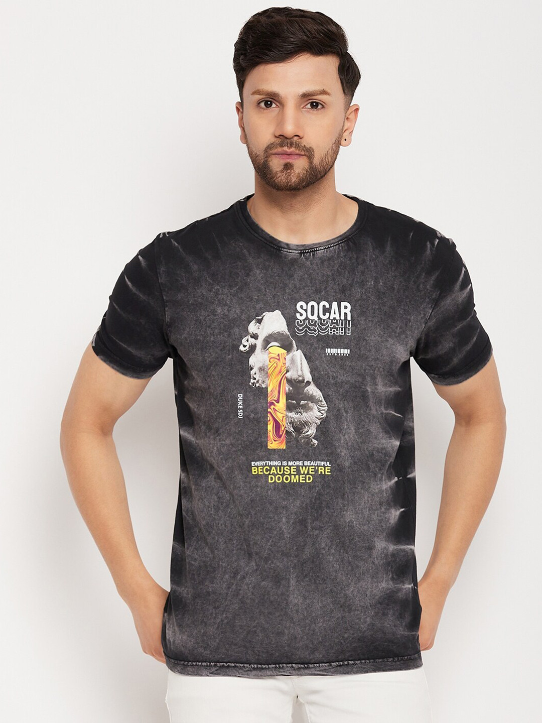 

Duke Typography Printed Slim Fit Cotton T-shirt, Black