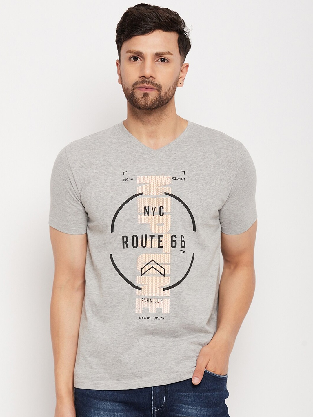 

Duke Typography Printed Slim Fit Cotton T-shirt, Grey