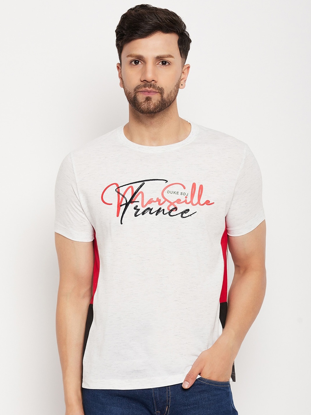 

Duke Typography Printed Slim Fit Cotton T-shirt, White