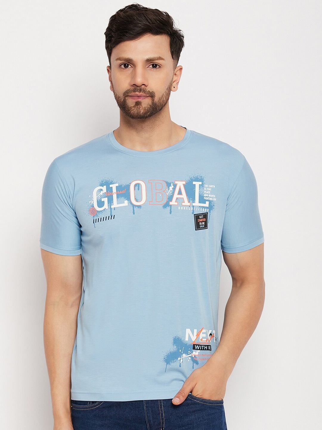

Duke Typography Printed Slim Fit Cotton T-shirt, Blue