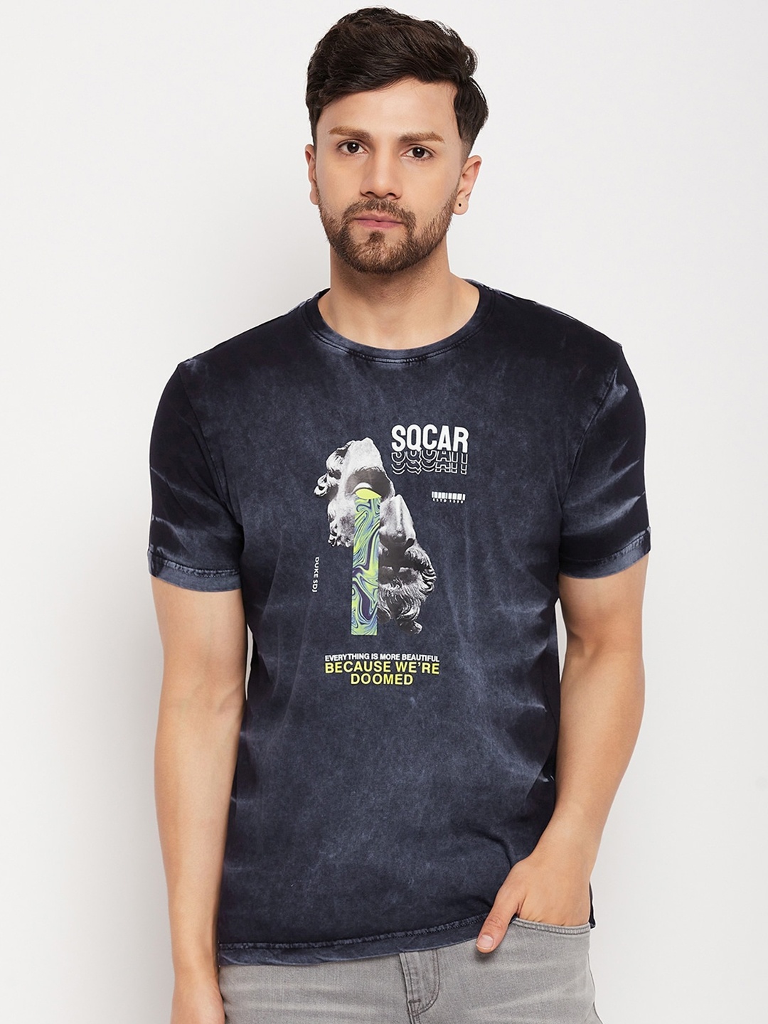 

Duke Graphic Printed Slim Fit Cotton T-shirt, Blue