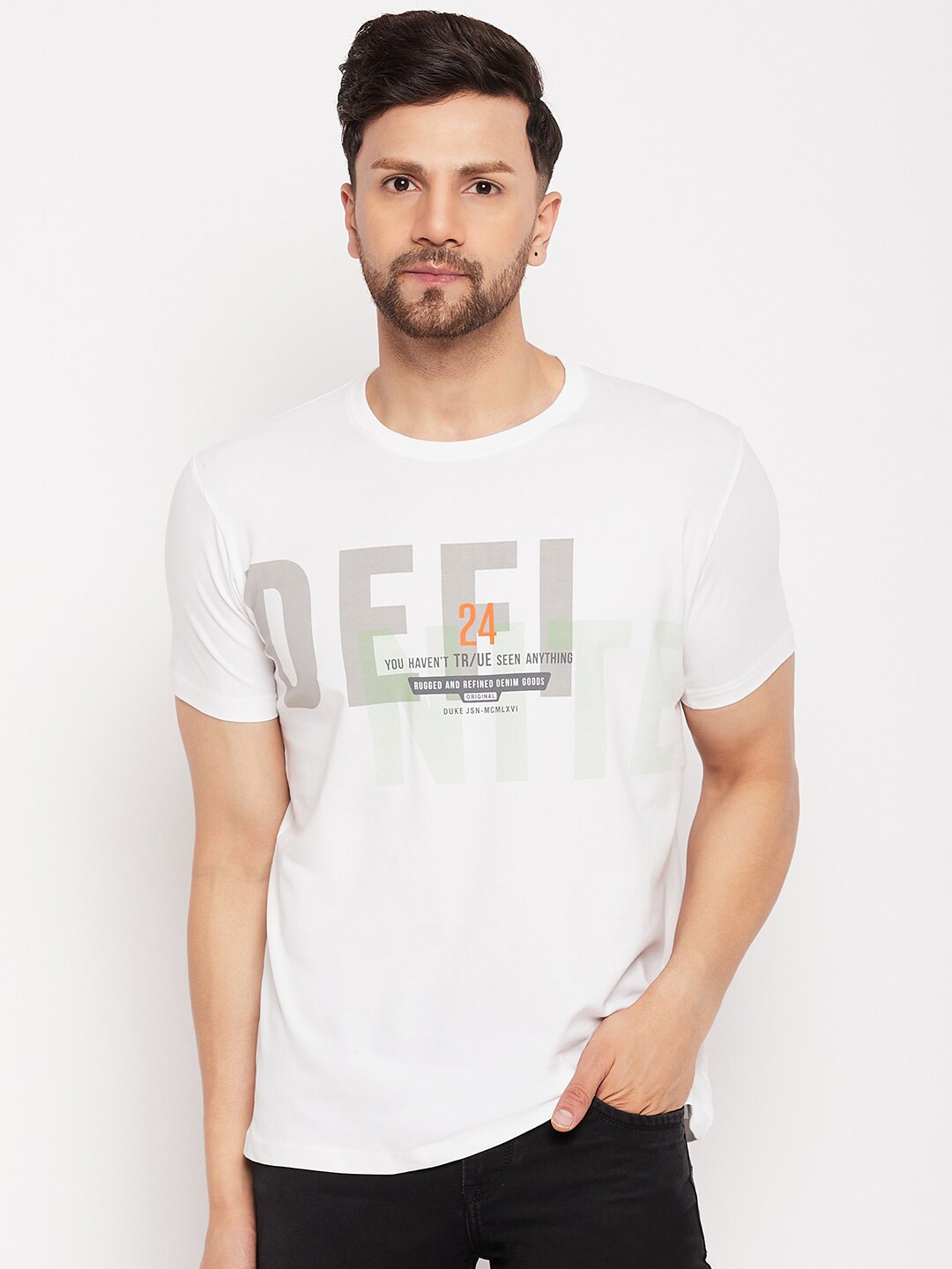 

Duke Typography Printed Cotton Slim Fit T-shirt, White