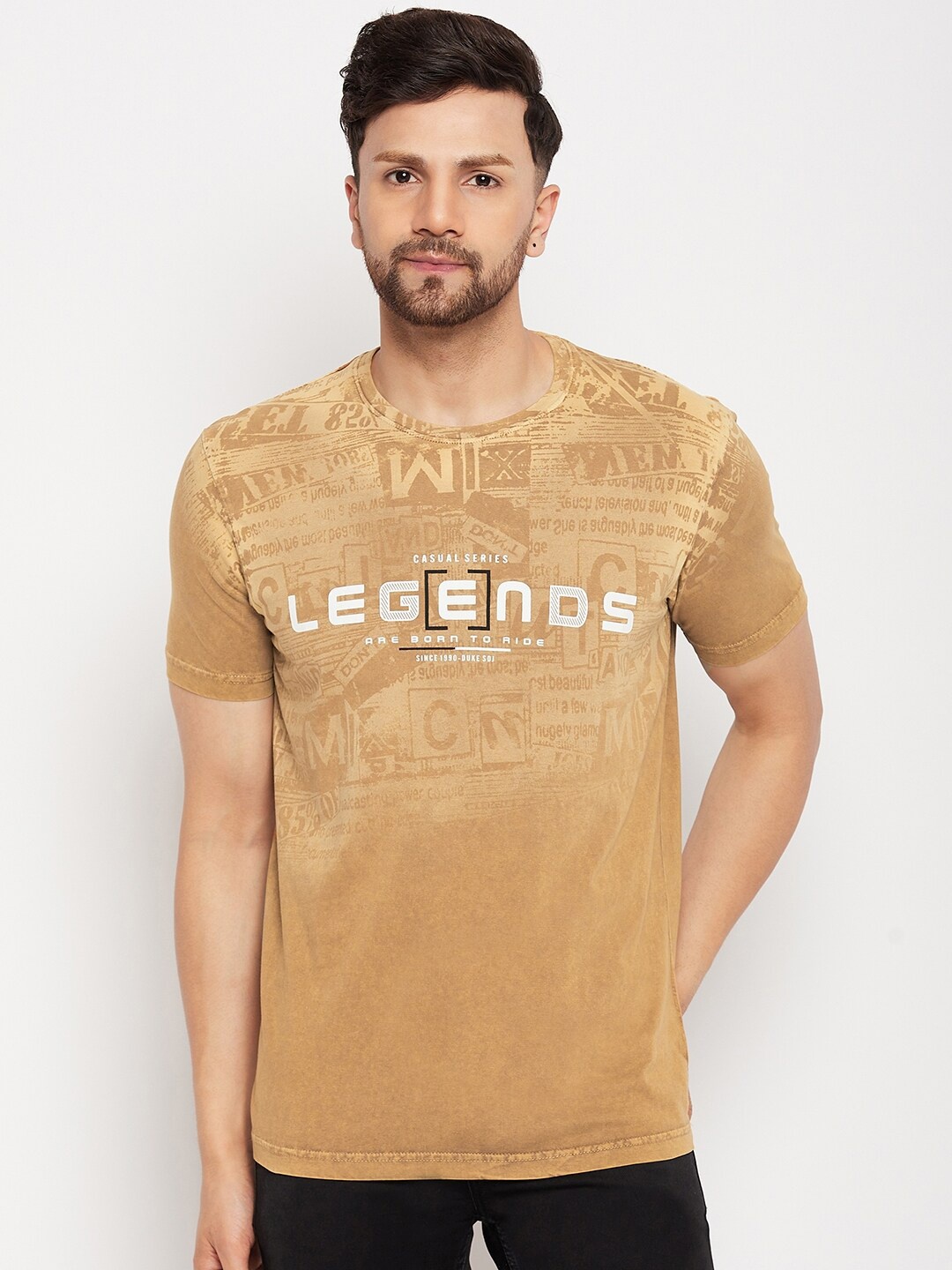 

Duke Typography Printed Cotton Slim Fit T-shirt, Brown