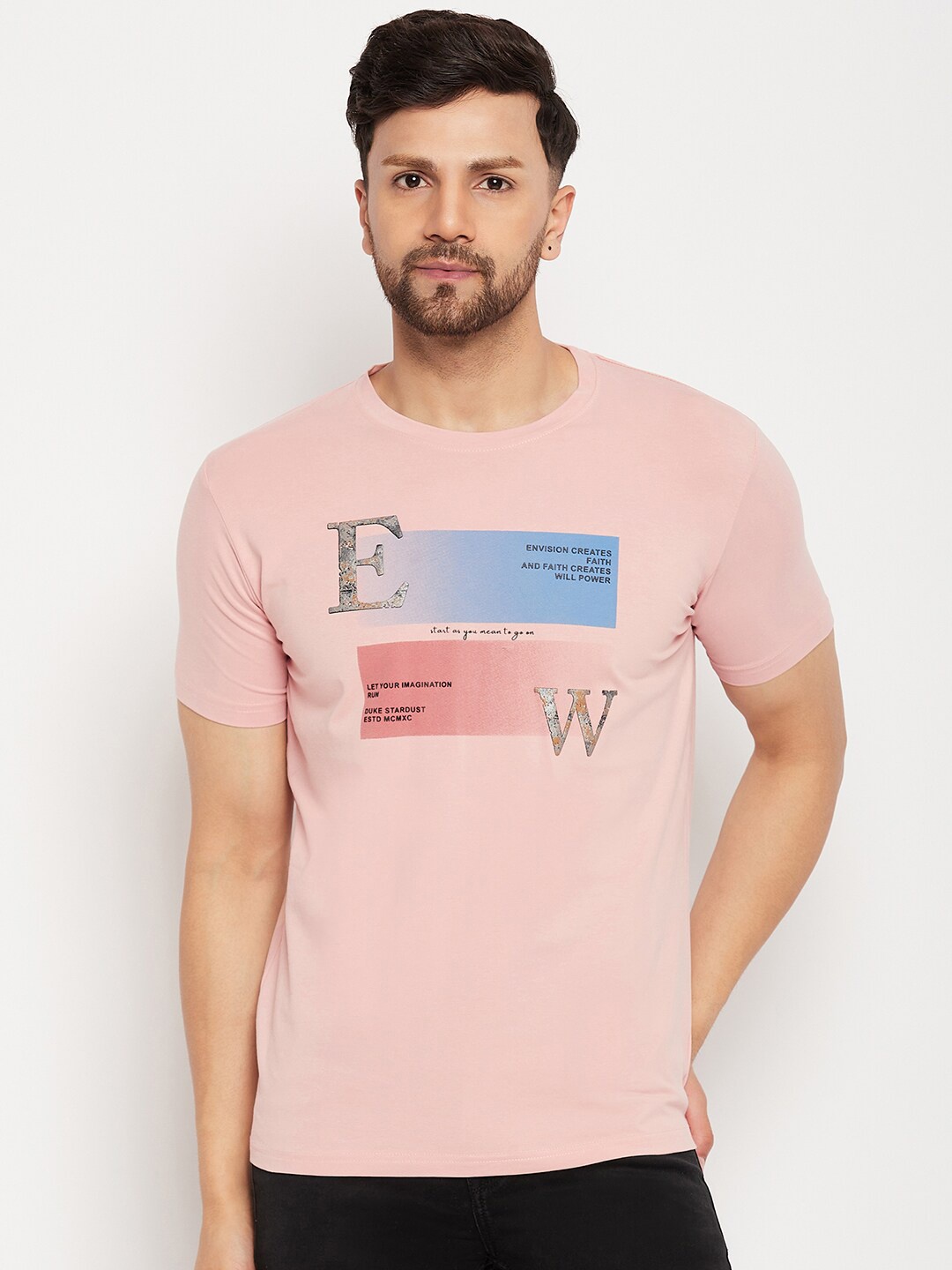 

Duke Typography Printed Cotton Slim Fit T-shirt, Pink