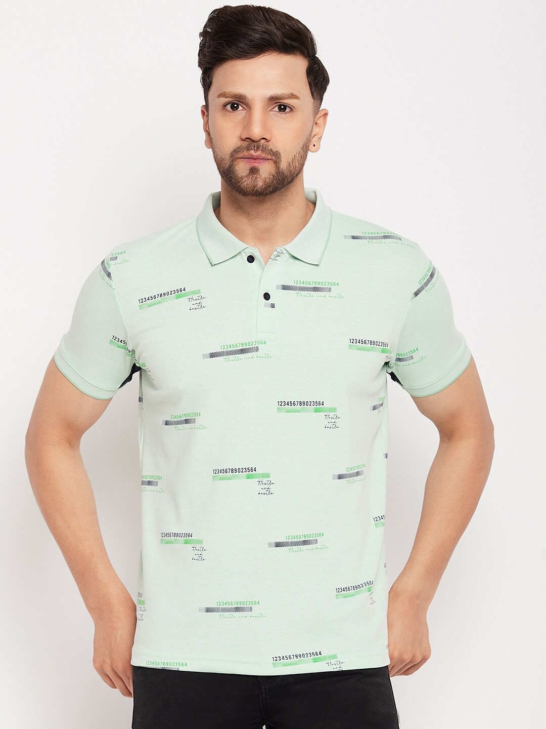 

Duke Conversational Printed Polo Collar Cotton Slim Fit T-shirt, Green