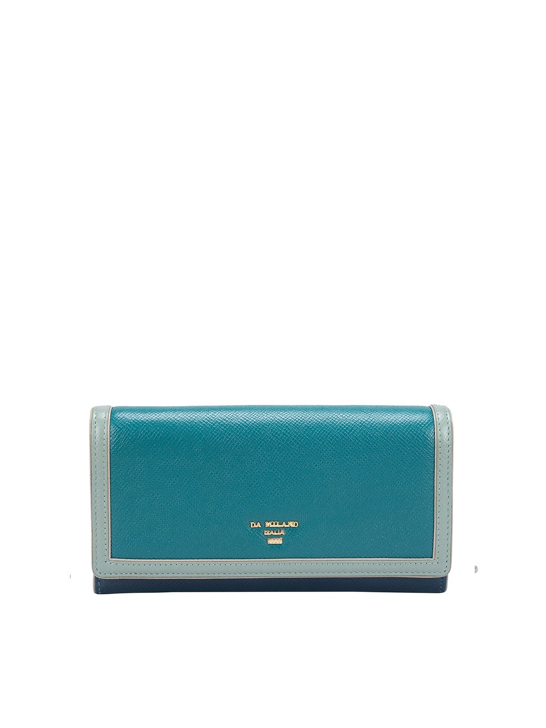 

Da Milano Women Textured Leather Envelope, Teal