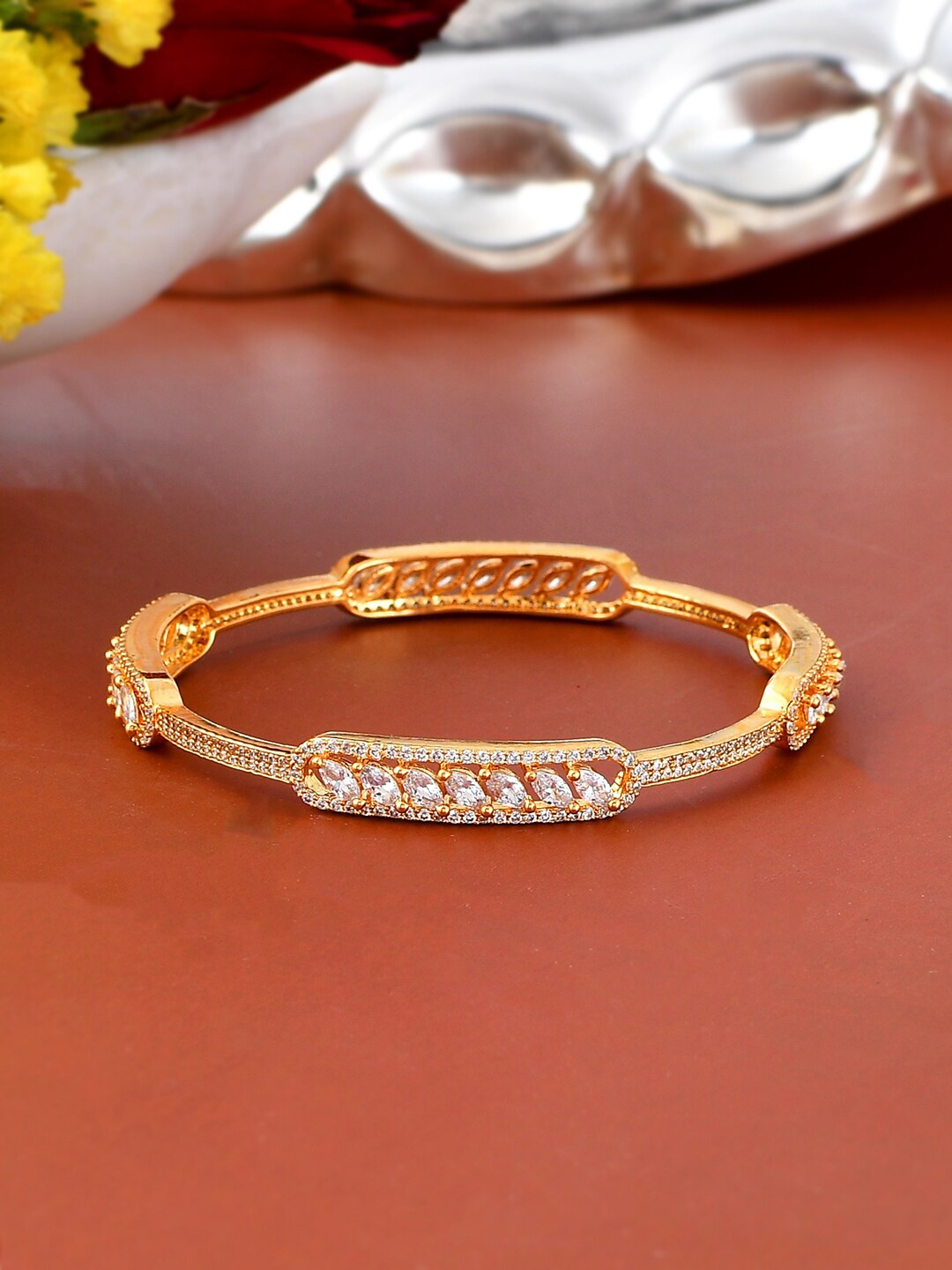 

Voylla Gold-Plated & CZ-Studded Bangle