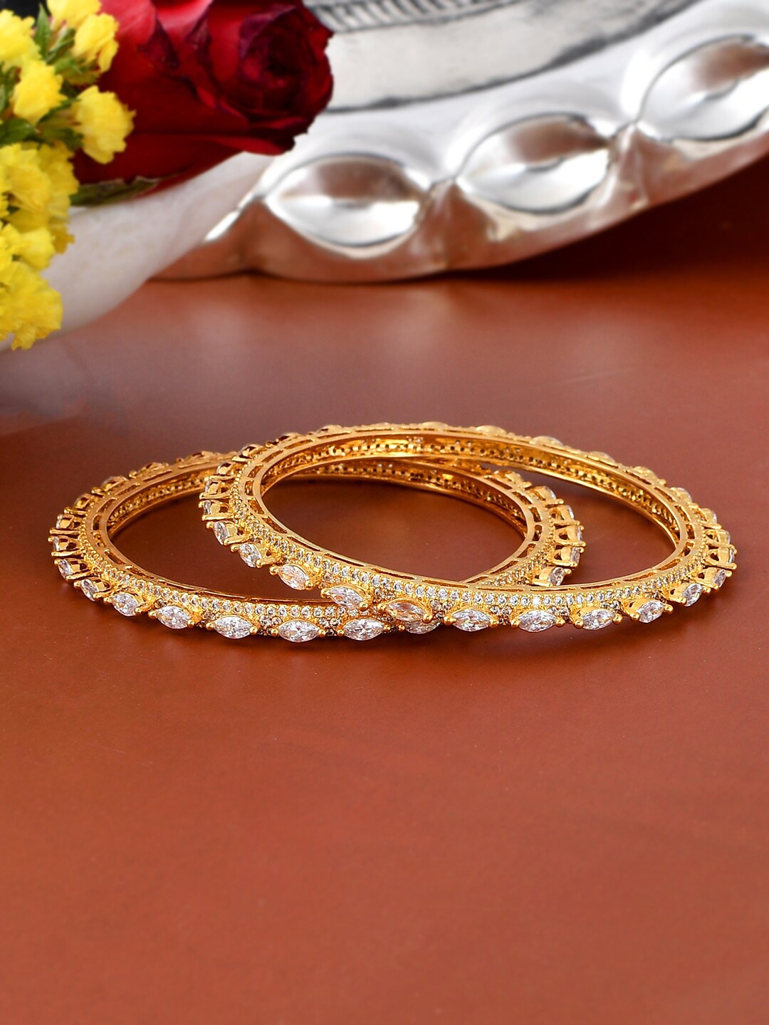 

Voylla Gold-Plated & CZ-Studded Bangle