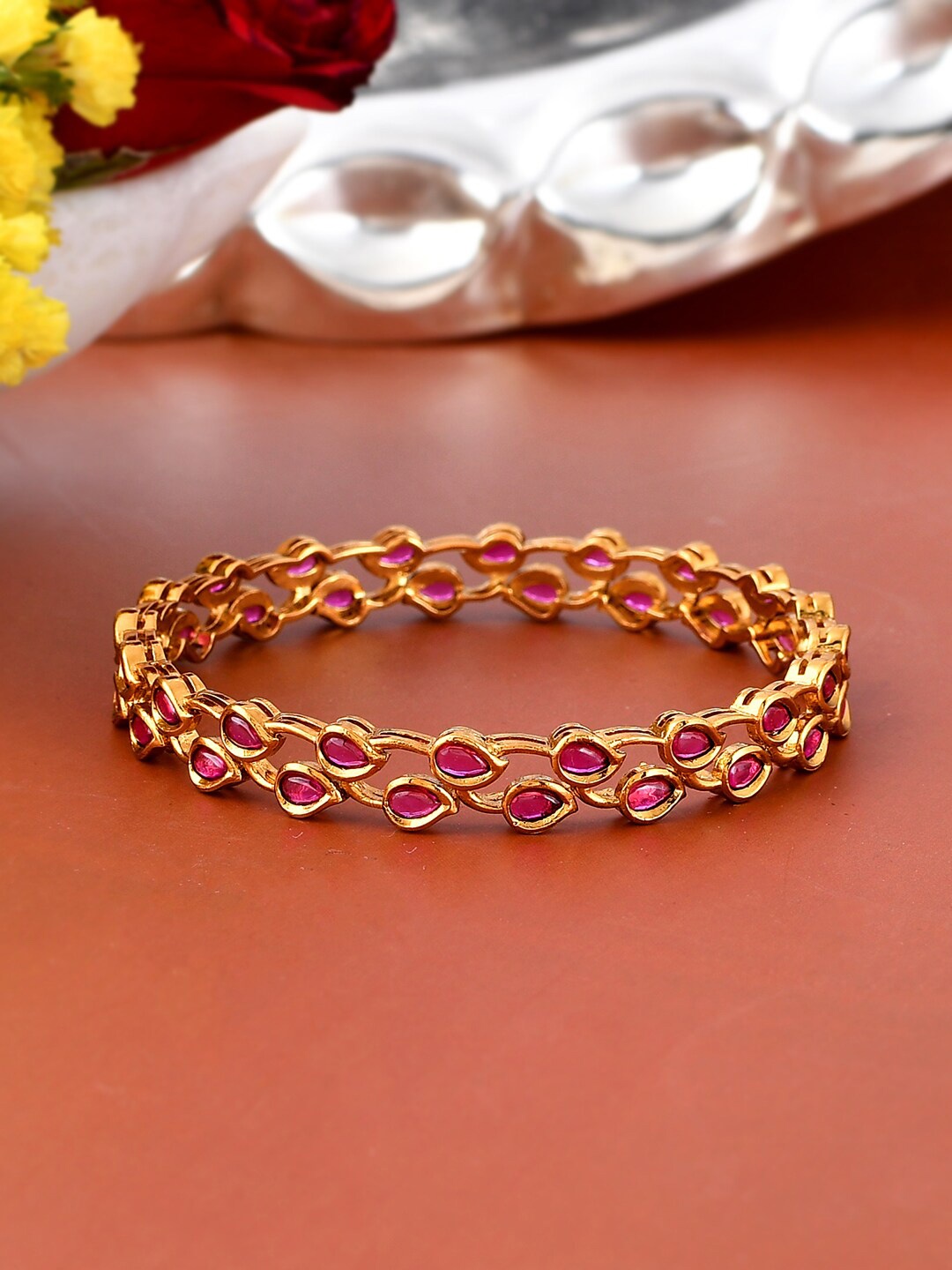 

Voylla Gold-Plated & Stone-Studded Bangle