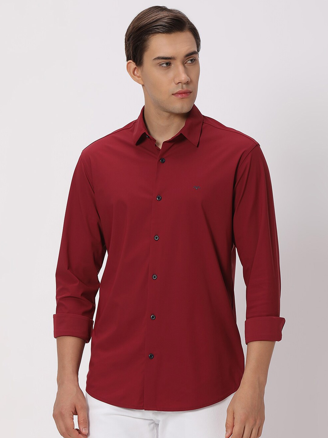 

Mufti Spread Collar Long Sleeves Classic Slim Fit Casual Shirt, Maroon