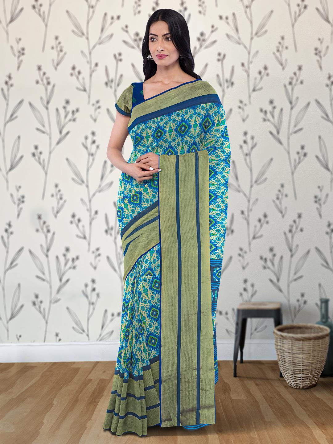 

Kalamandir Ethnic Motifs Printed Saree, Cream