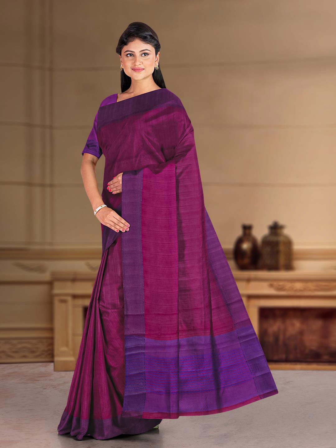 

Kalamandir Silk Blend Saree, Purple