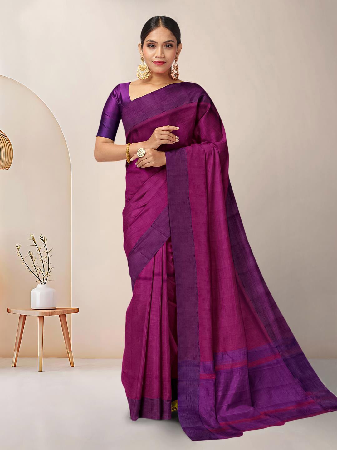 

Kalamandir Silk Blend Saree, Purple