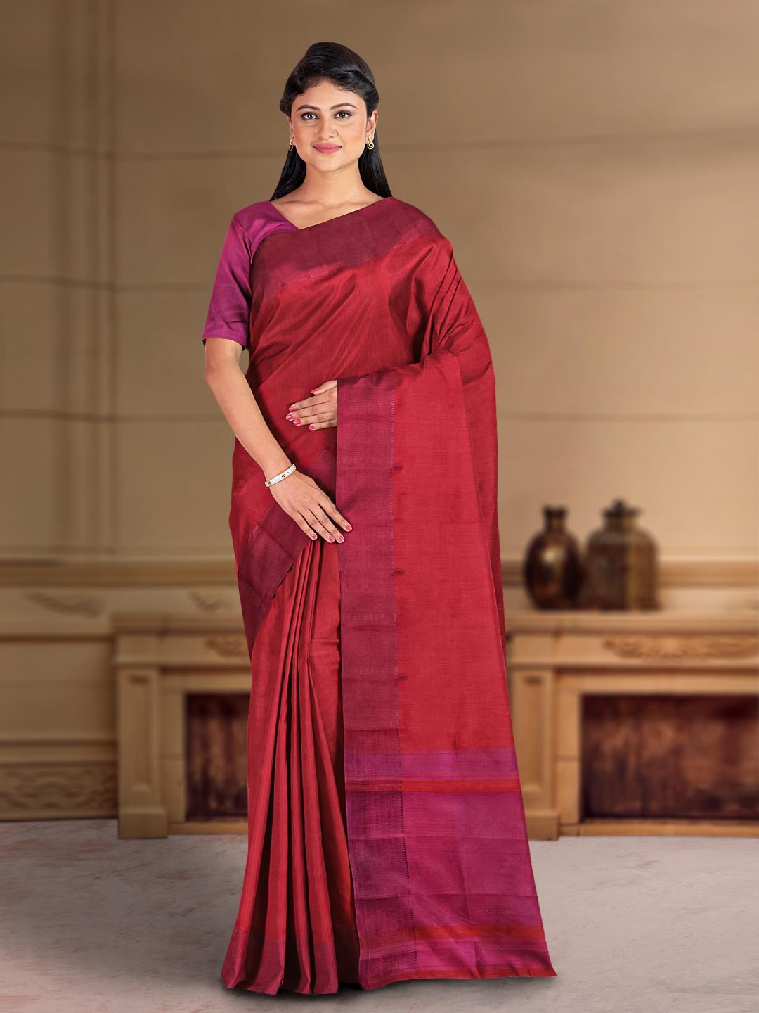 

Kalamandir Silk Blend Saree, Maroon