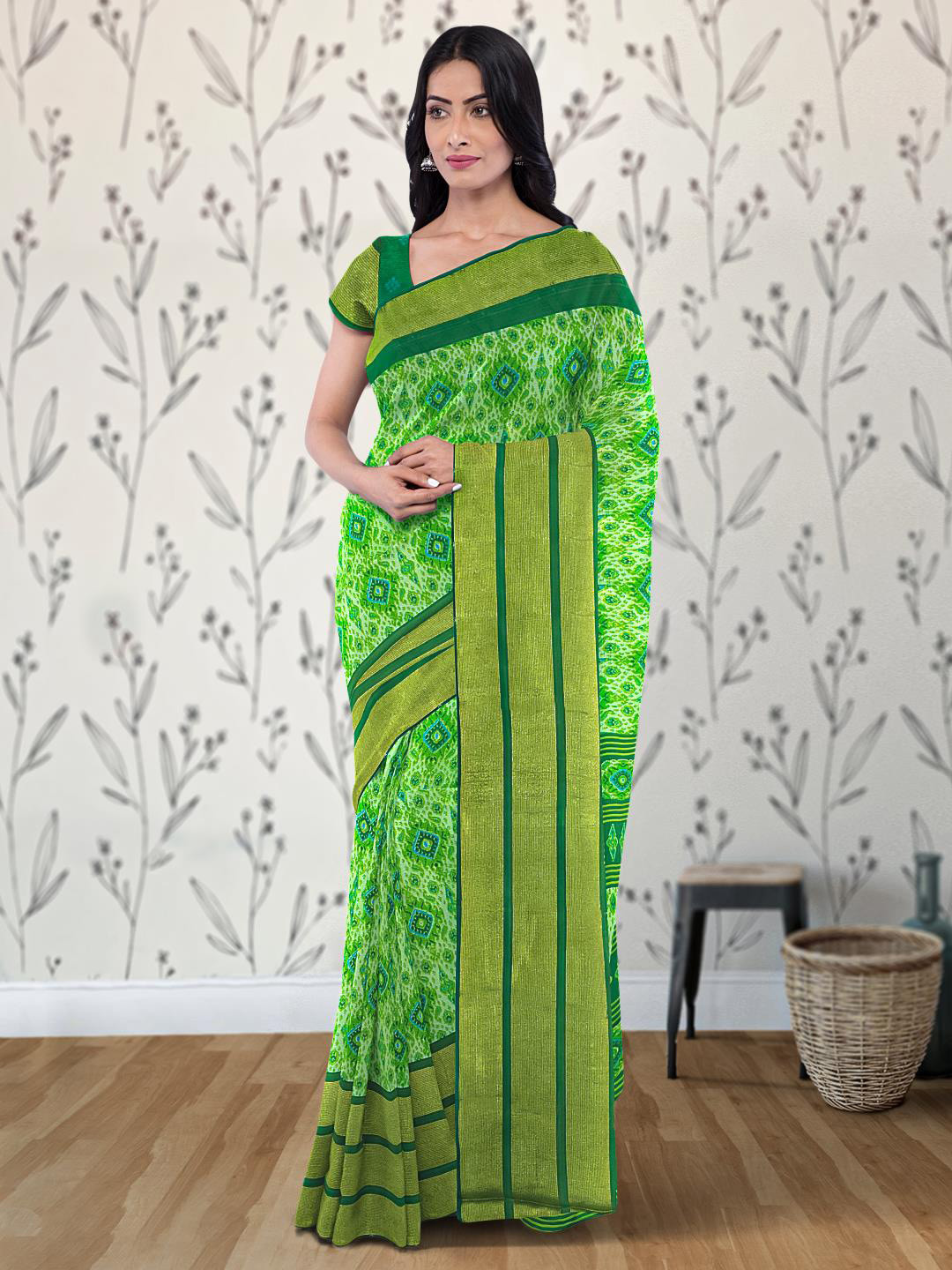 

Kalamandir Ethnic Motifs Printed Zari Saree, Cream