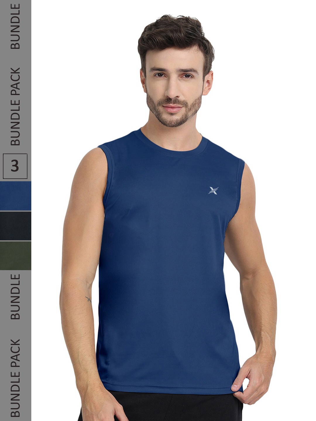 

FTX Pack Of 3 Round Neck T-shirts, Navy blue
