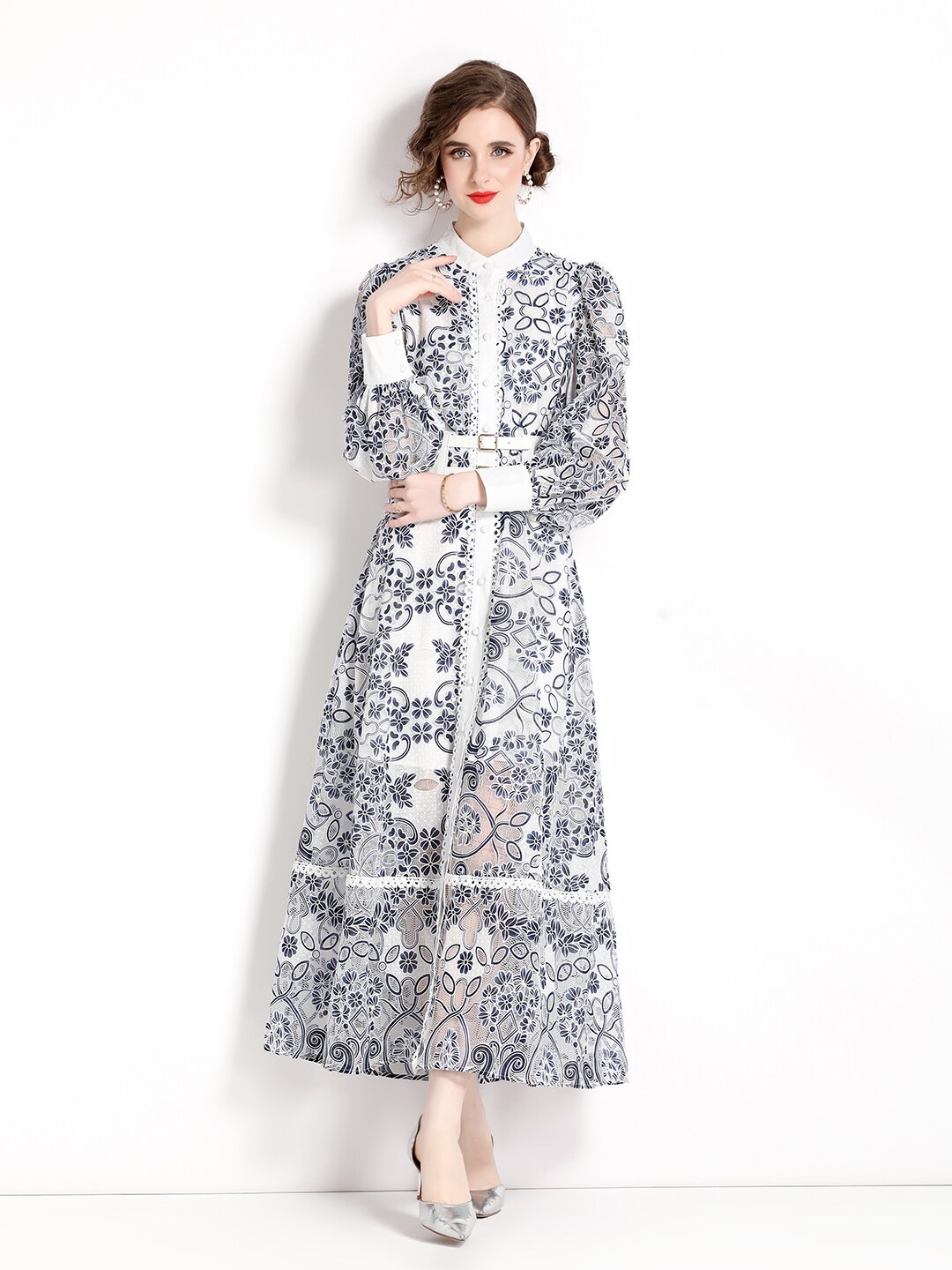 

JC Collection Ethnic Motifs Print Maxi Dress, White