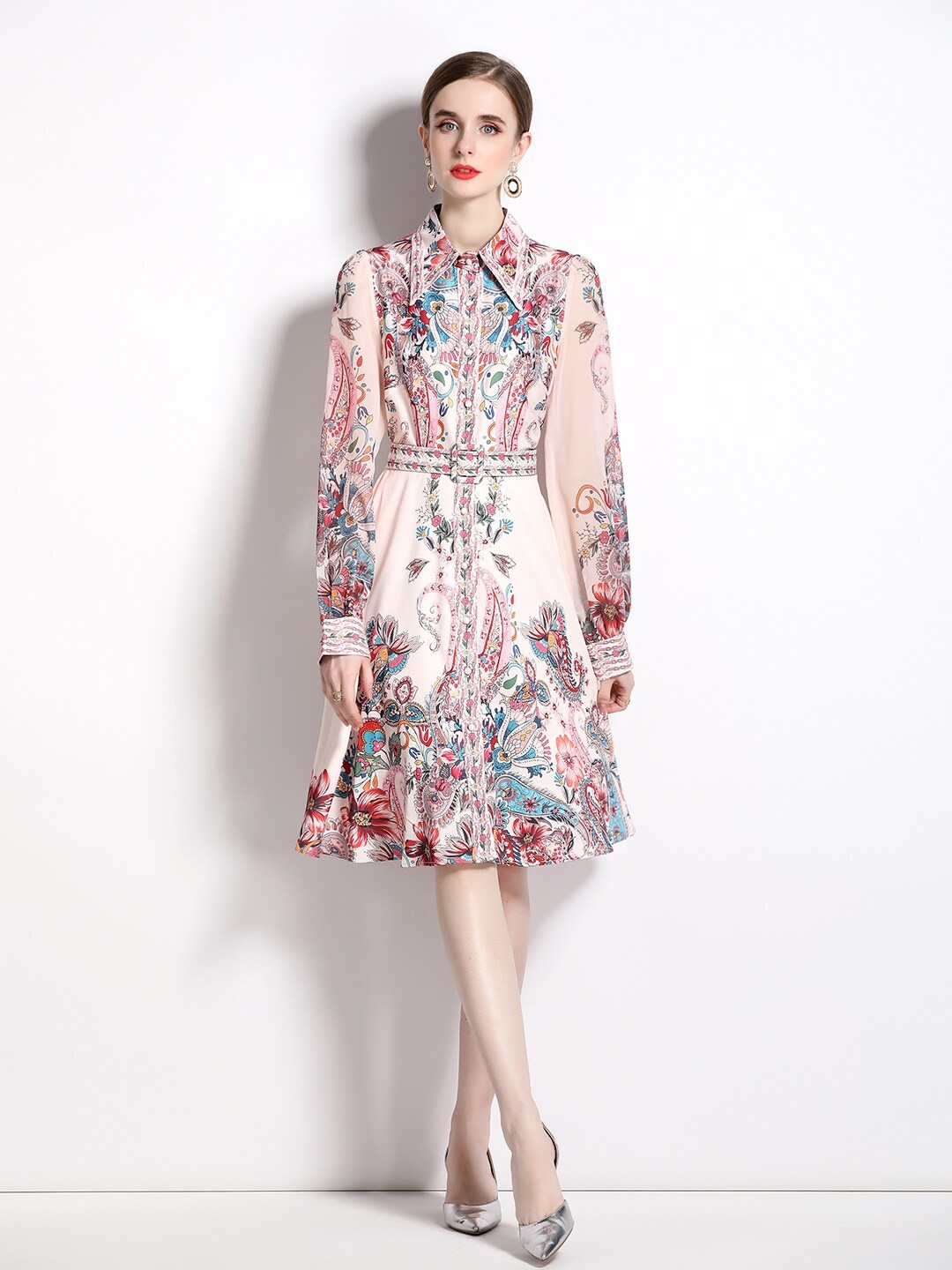 

JC Collection Floral Print Shirt Dress, Multi