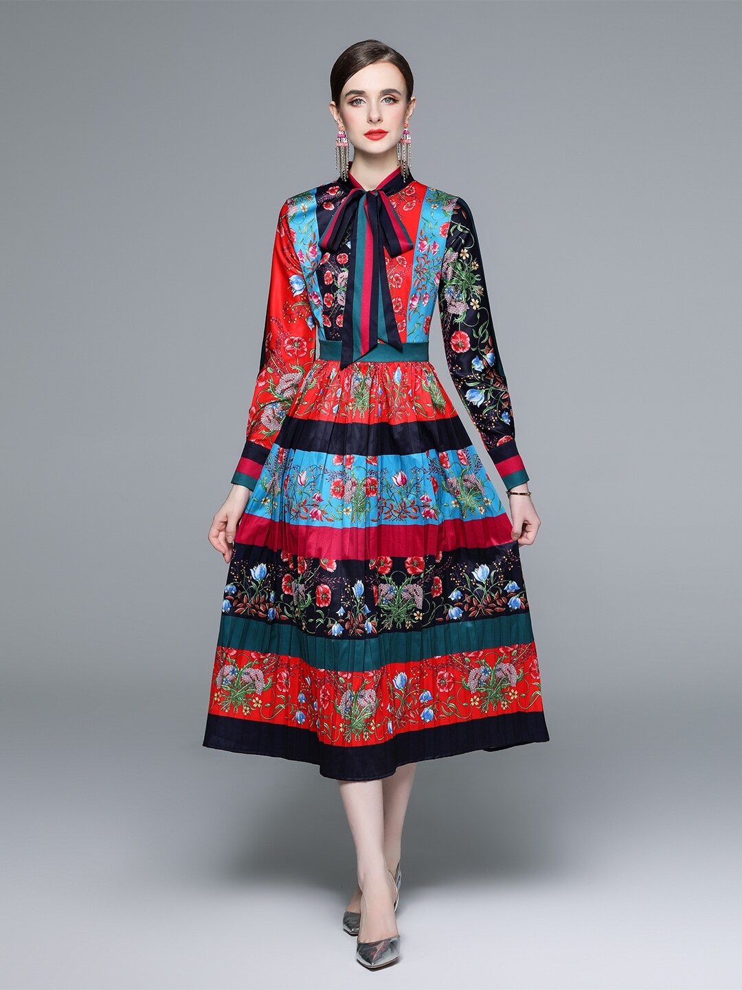 

JC Collection Floral Printed A-Line dress, Red