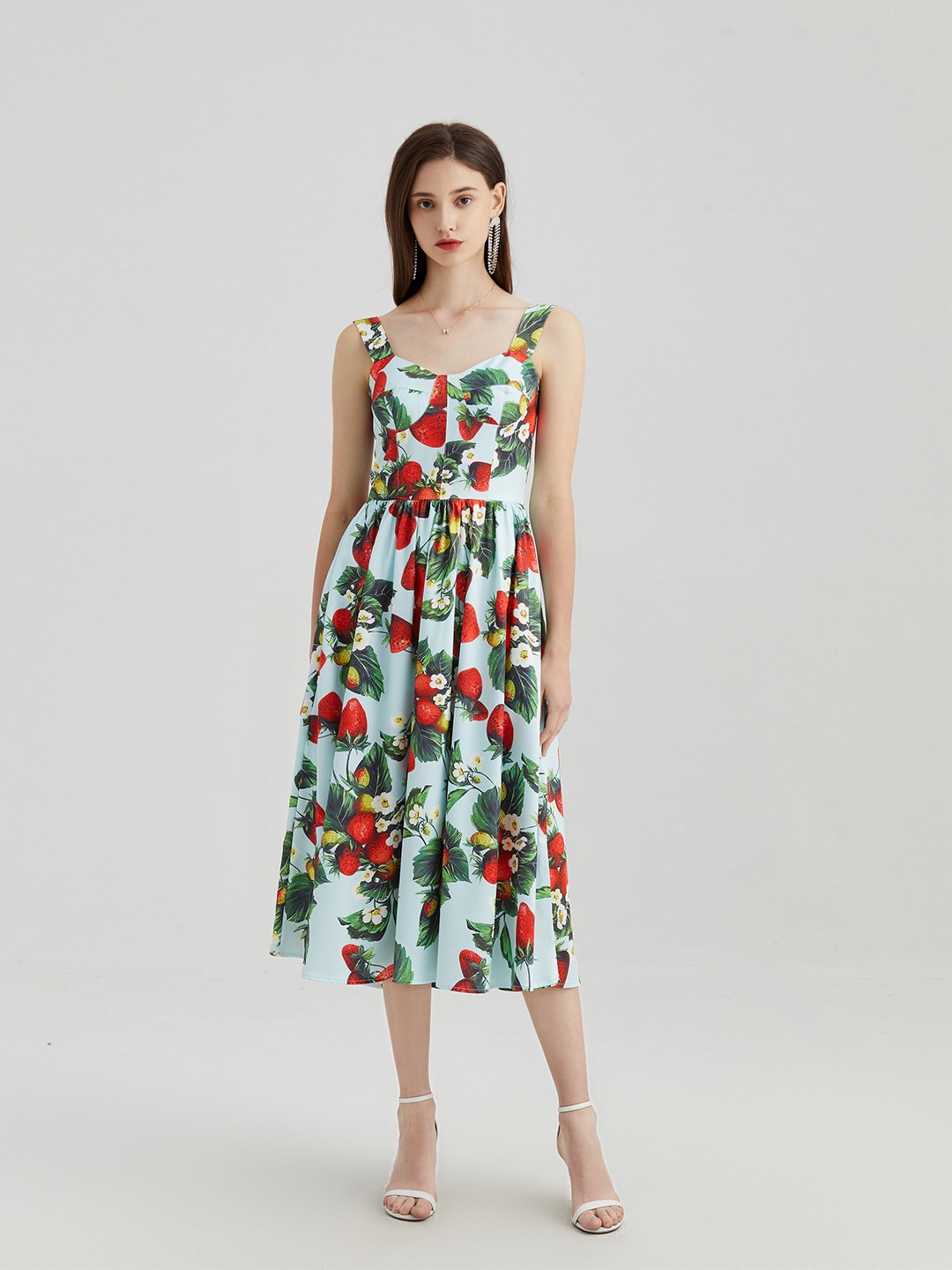 

JC Collection Conversational Printed Fit & Flare Midi Dress, Green