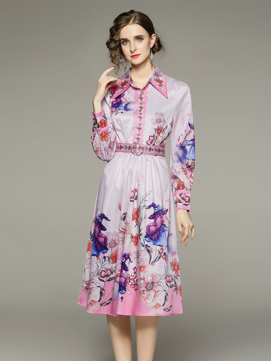 

JC Collection Floral Print Fit & Flare Midi Dress, Pink