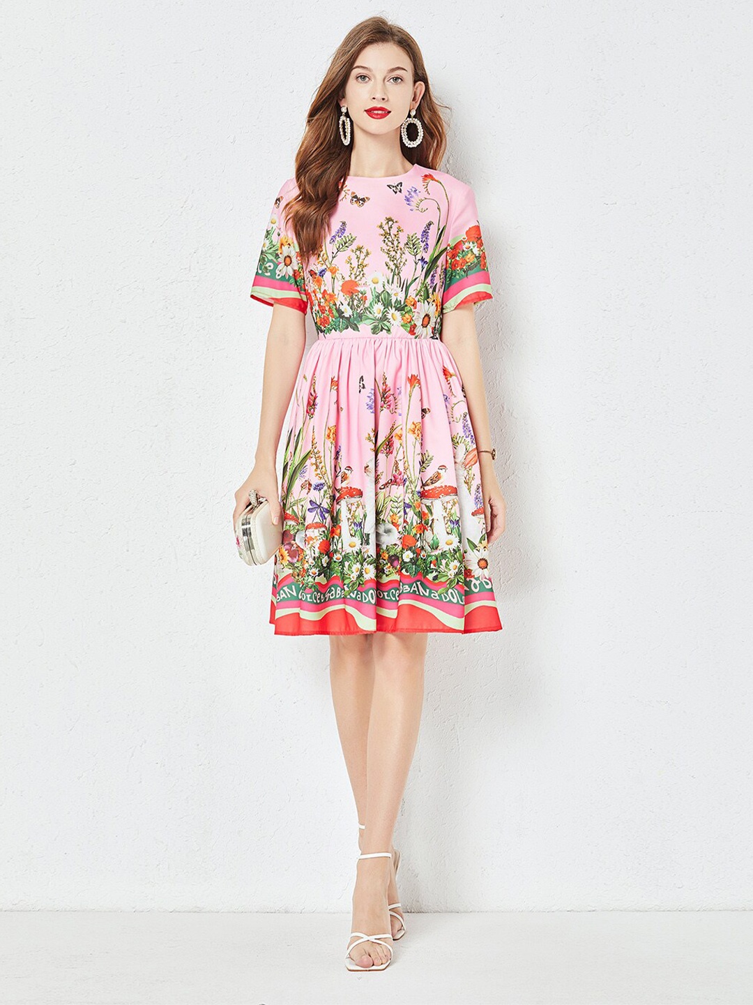

JC Collection Floral Print A-line Dress, Pink