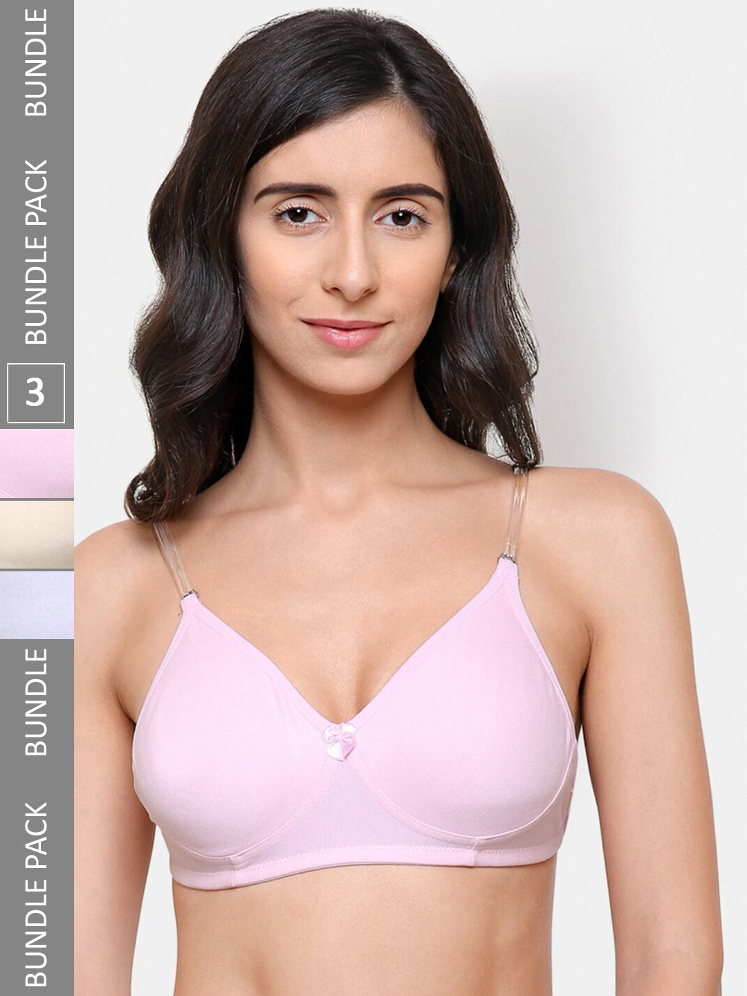 

College Girl Pack Of 3 Full Coverage Lightly Padded All Day Comfort Cotton T-Shirt Bra, White
