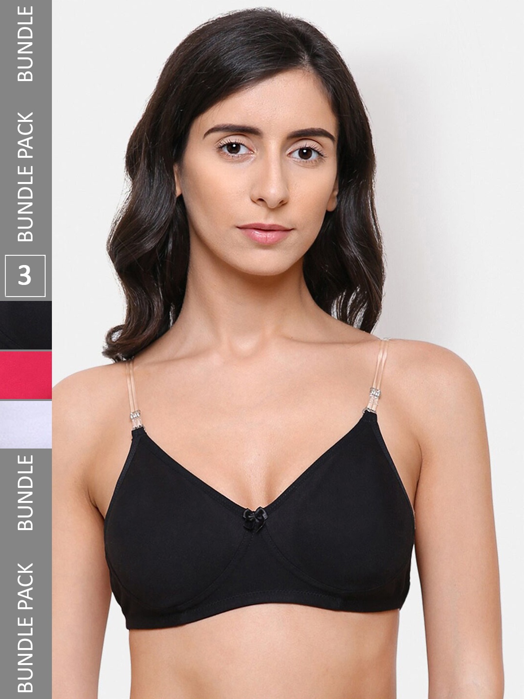 

College Girl Pack Of 3 Full Coverage Lightly Padded Cotton T-shirt Bra, White