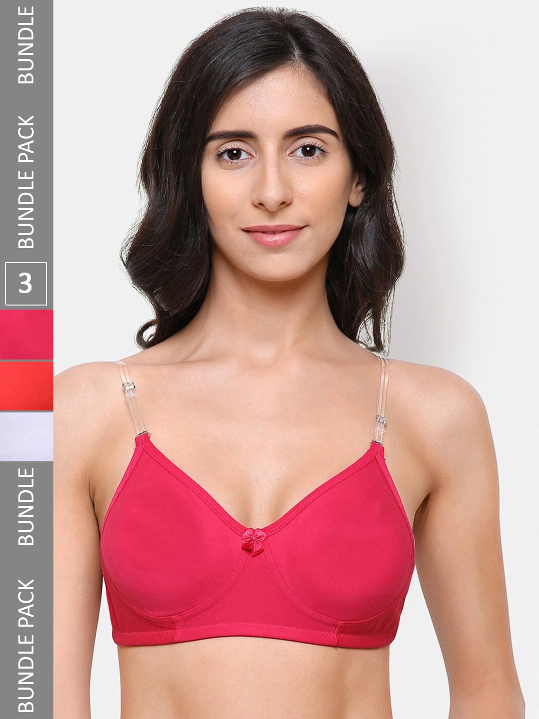 

College Girl Pack Of 3 Full Coverage Lightly Cotton T-Shirt Padded Bra, White