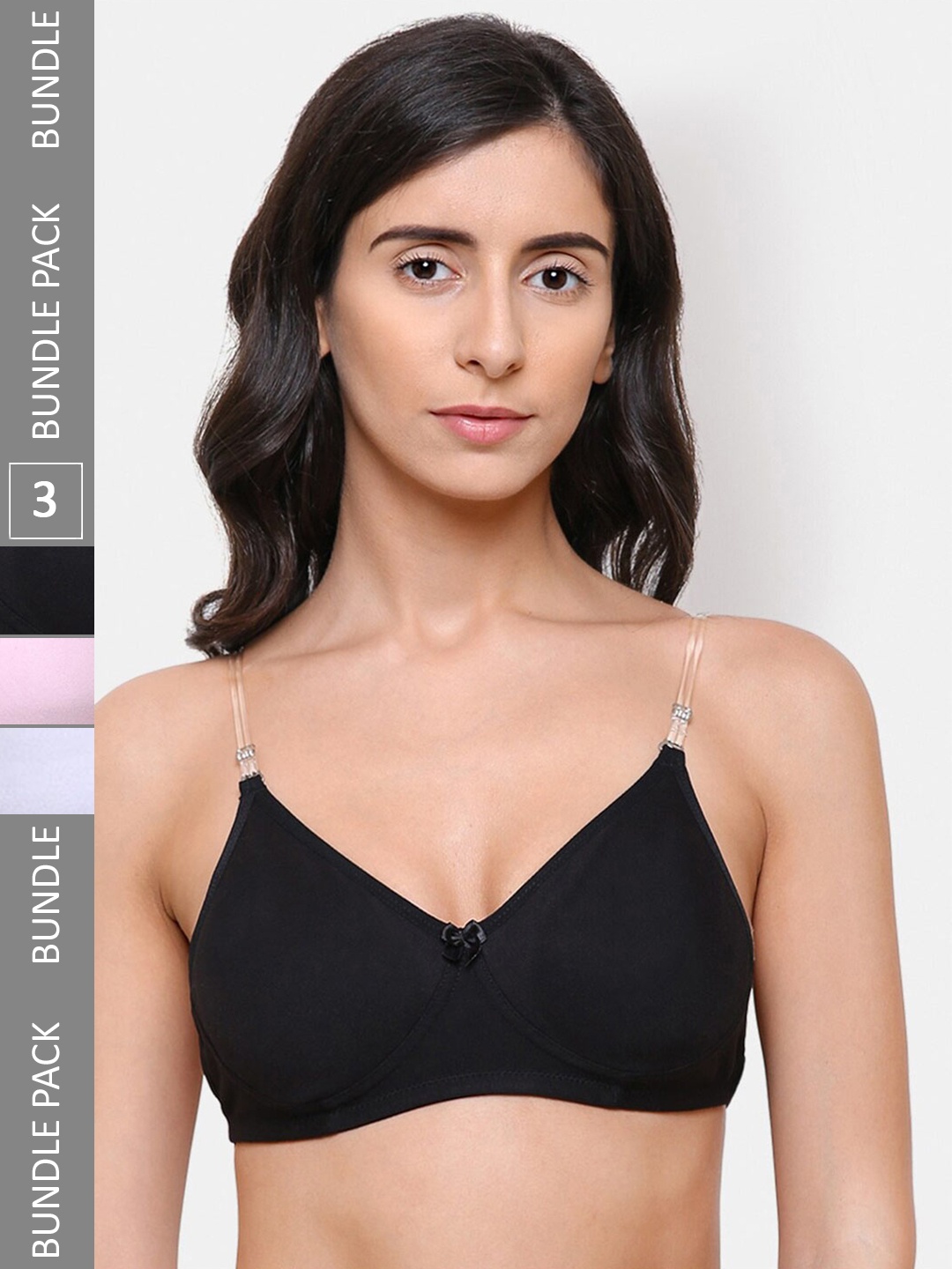 

College Girl Pack Of 3 Full Coverage Lightly Padded Transparent Back Cotton T-shirt Bra, White