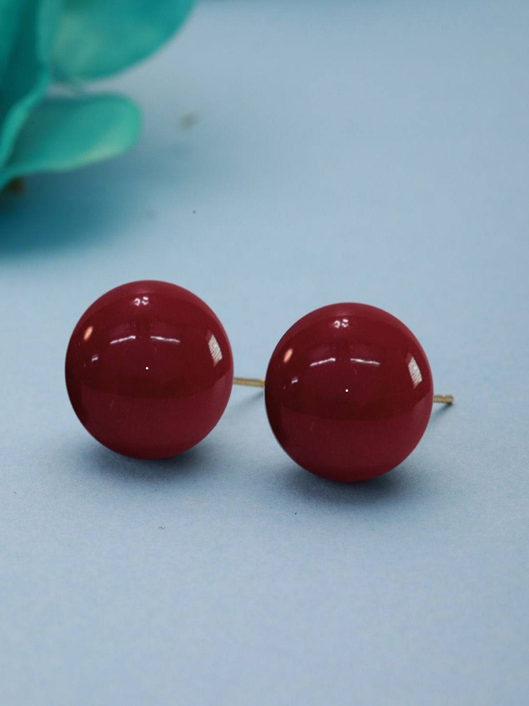 

PRITA BY PRIYAASI Sphere Shaped Studs Earrings, Burgundy