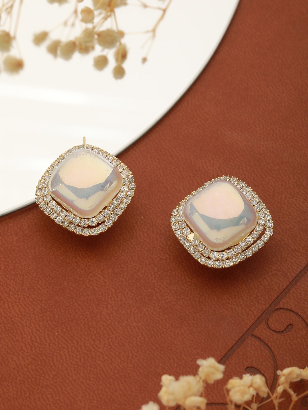 

PRITA BY PRIYAASI Gold-Plated Contemporary Studs Earrings