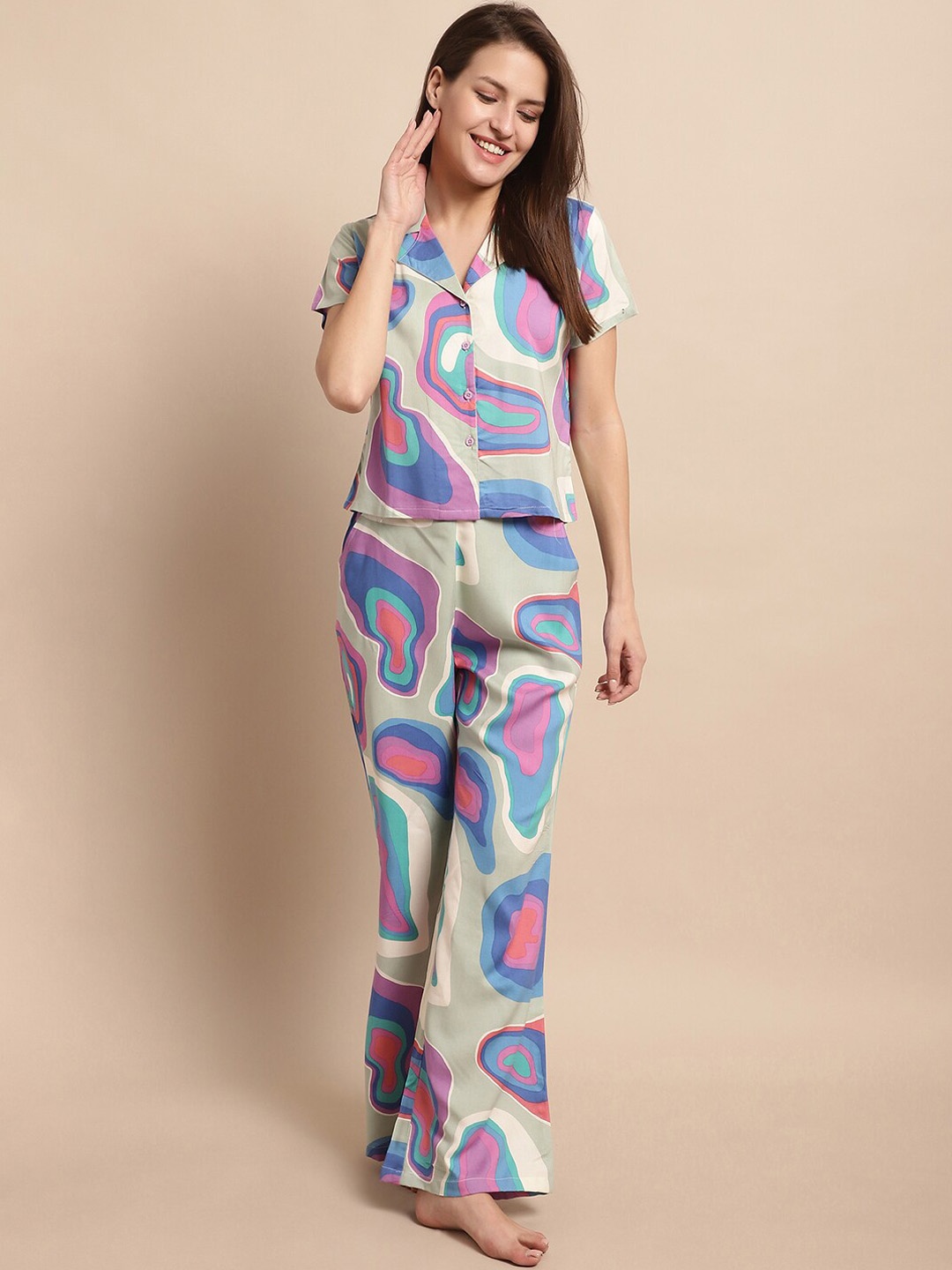 

Claura Women Printed Night suit, Green