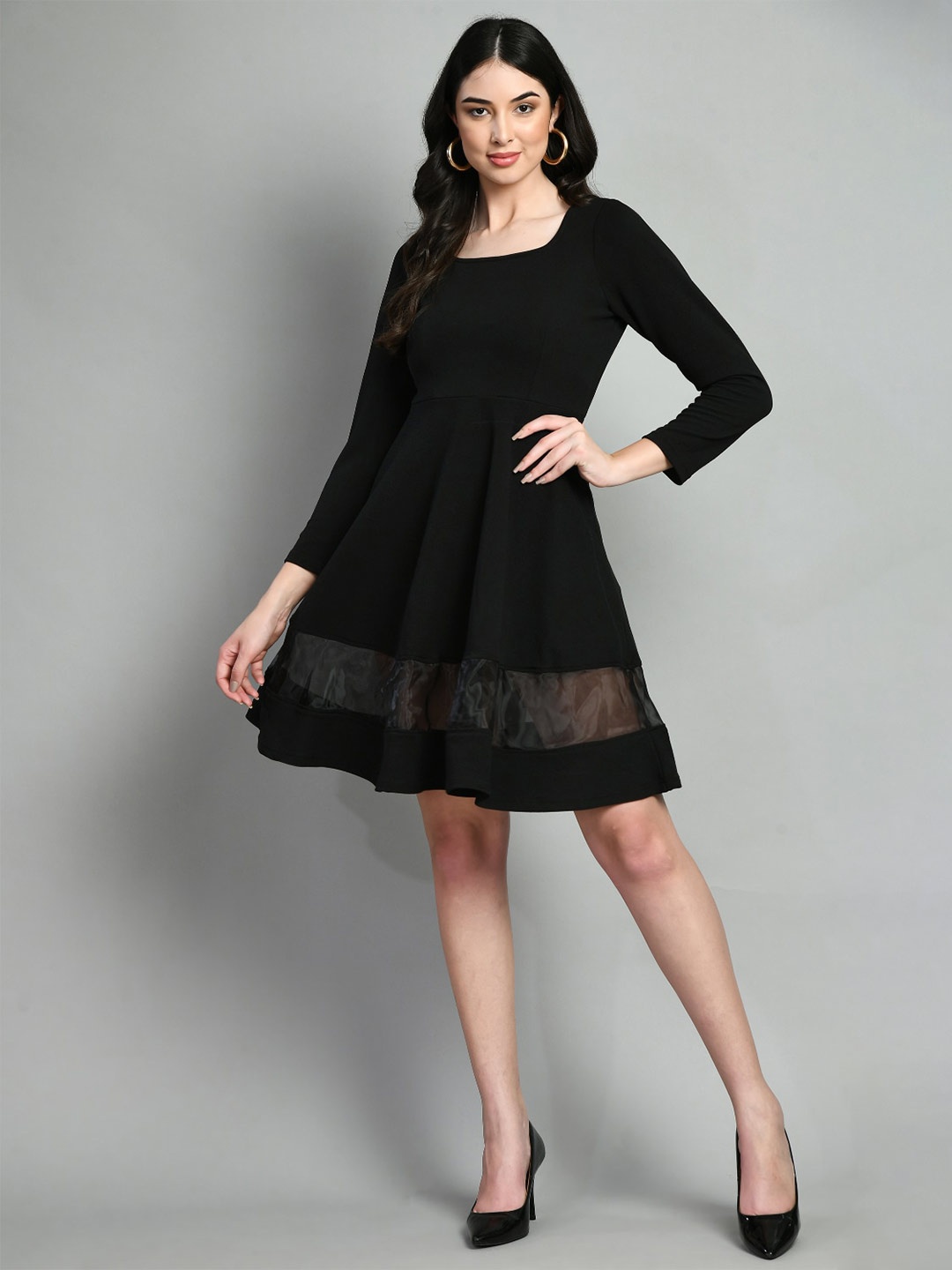 

IUGA Black Fit & Flare Dress